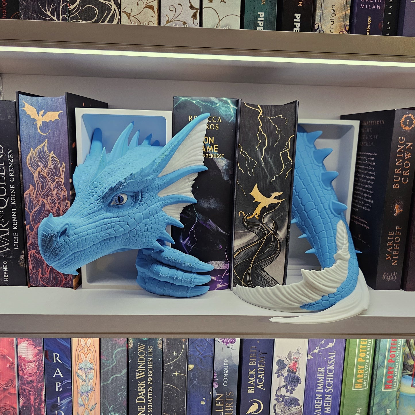 Book Nook Blue/White Sea Dragon Set/Single | 3D Print | Bookend | Bookshelf Decoration