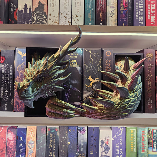 Book Nook XXL Kochenwächterdrache Multicolor glänzend Set/Einzeln | 3D Druck | Buchstütze | Dekoration Bücherregal