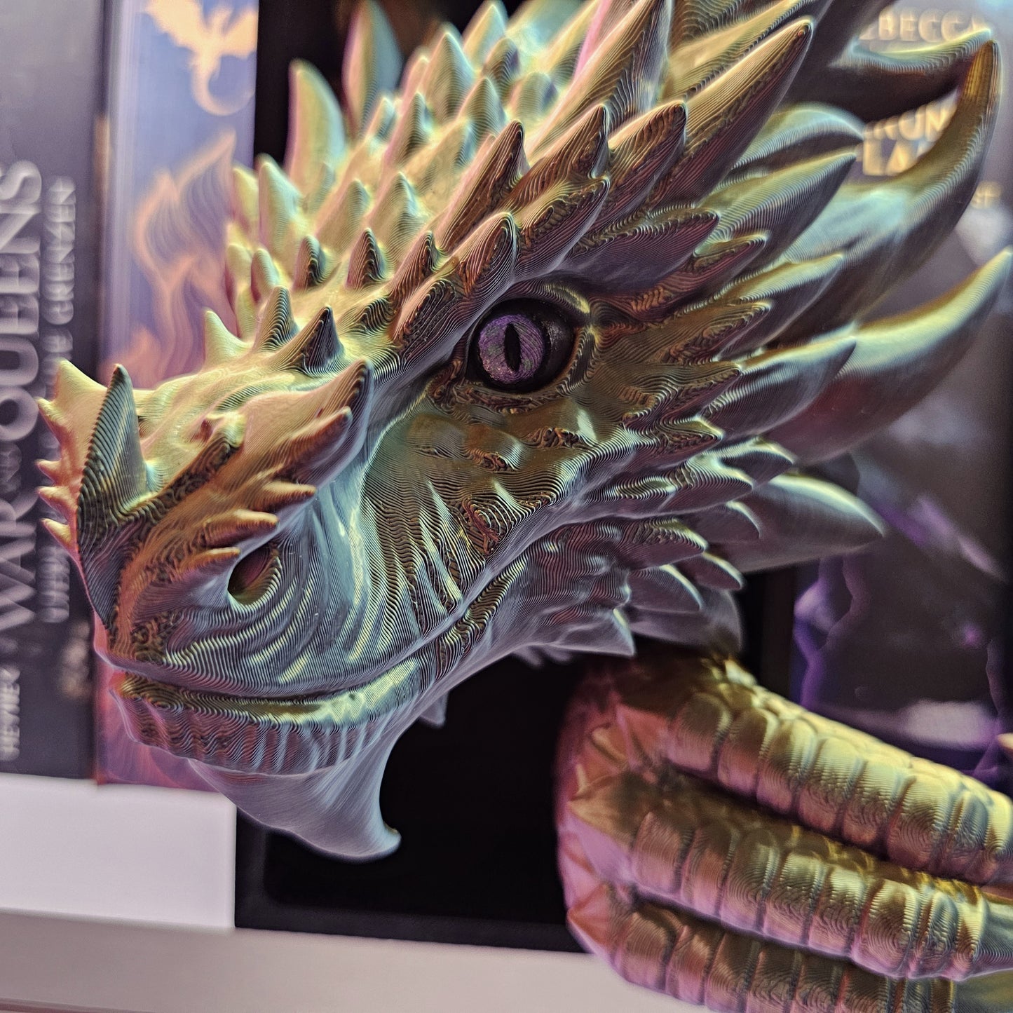 Book Nook XXL Kochenwächterdrache Multicolor glossy Set/Single | 3D Print | Bookend | Bookshelf Decoration