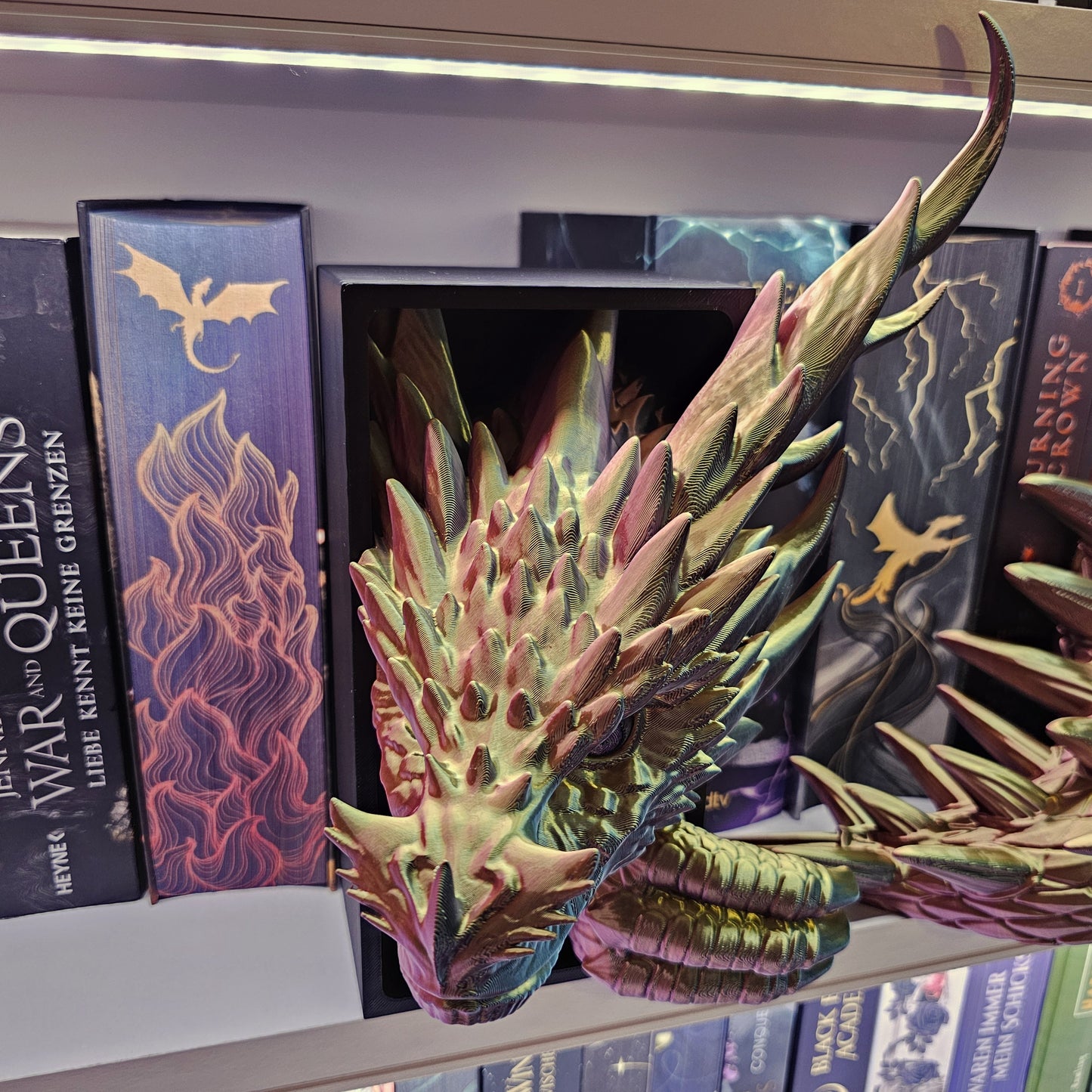 Book Nook XXL Kochenwächterdrache Multicolor glossy Set/Single | 3D Print | Bookend | Bookshelf Decoration