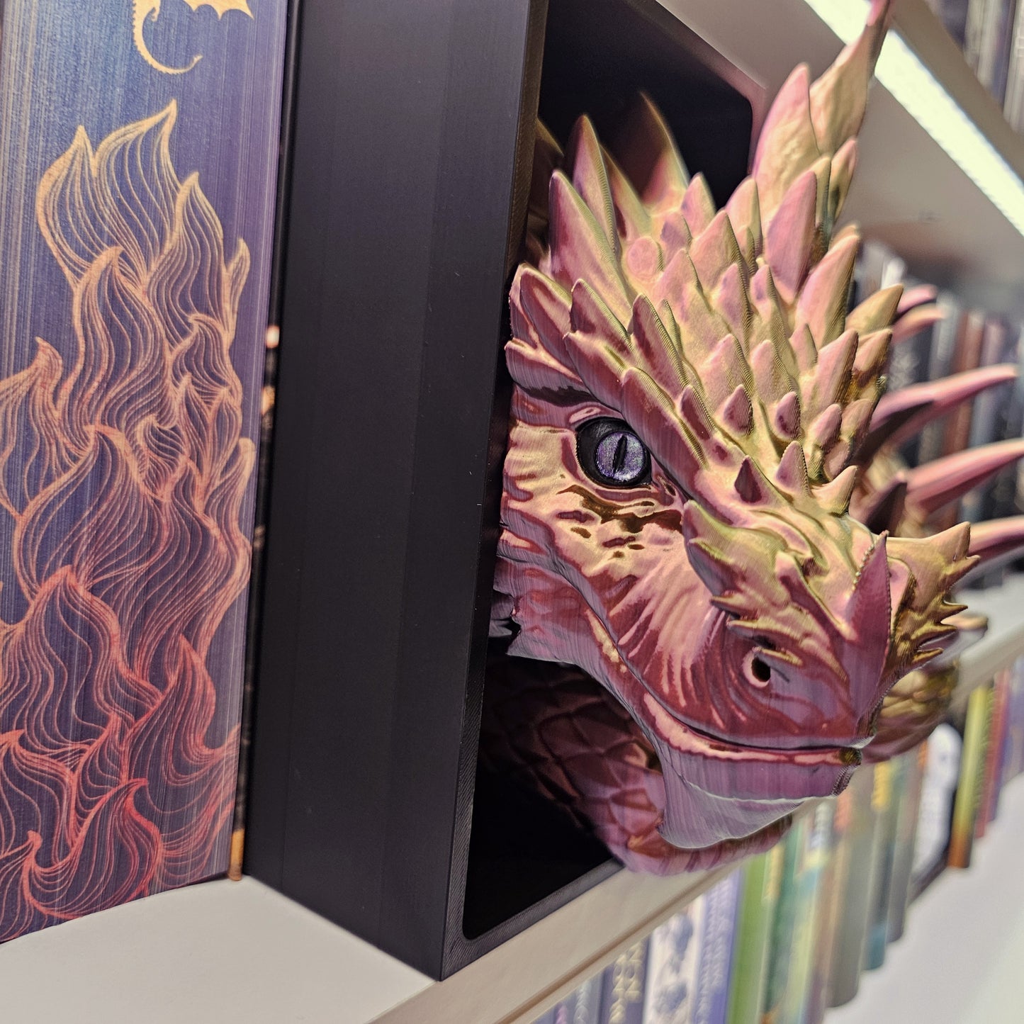 Book Nook XXL Kochenwächterdrache Multicolor glossy Set/Single | 3D Print | Bookend | Bookshelf Decoration