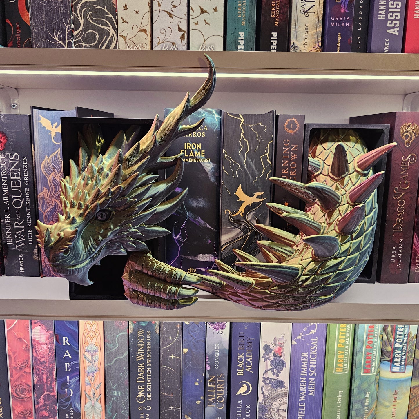 Book Nook XXL Kochenwächterdrache Multicolor glossy Set/Single | 3D Print | Bookend | Bookshelf Decoration