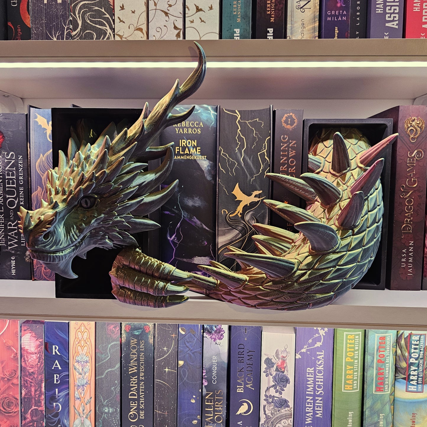 Book Nook XXL Kochenwächterdrache Multicolor glossy Set/Single | 3D Print | Bookend | Bookshelf Decoration