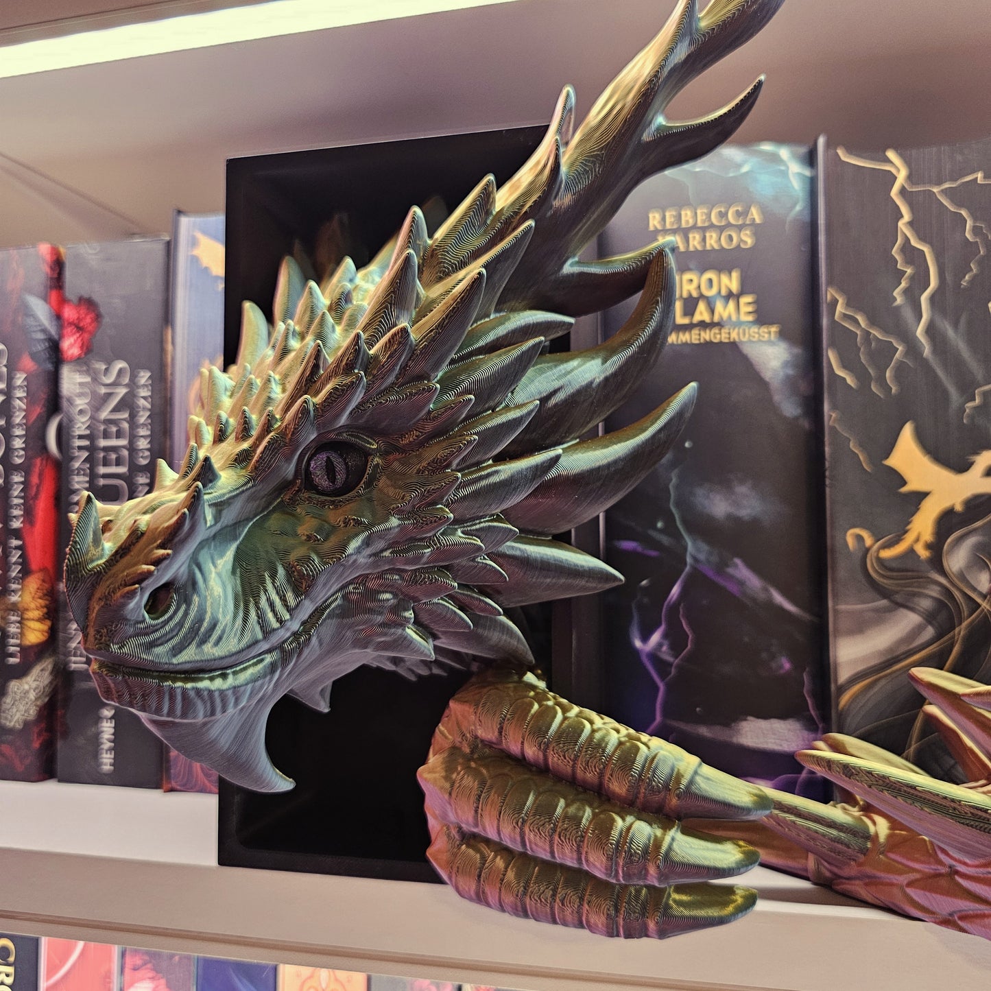 Book Nook XXL Kochenwächterdrache Multicolor glossy Set/Single | 3D Print | Bookend | Bookshelf Decoration