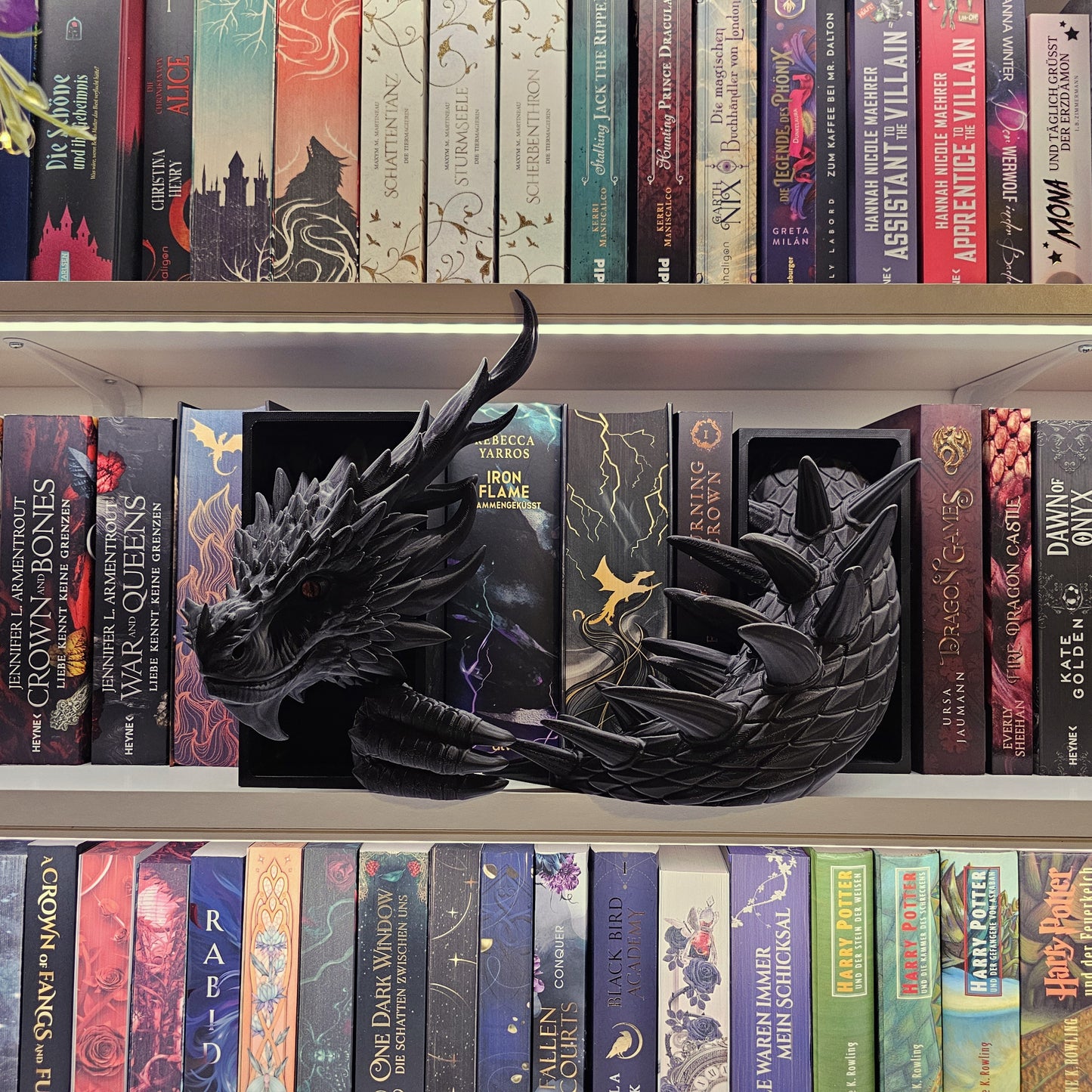 Book Nook XXL Cooking Guardian Dragon Black Set/Single | 3D Print | Bookend | Bookshelf Decoration