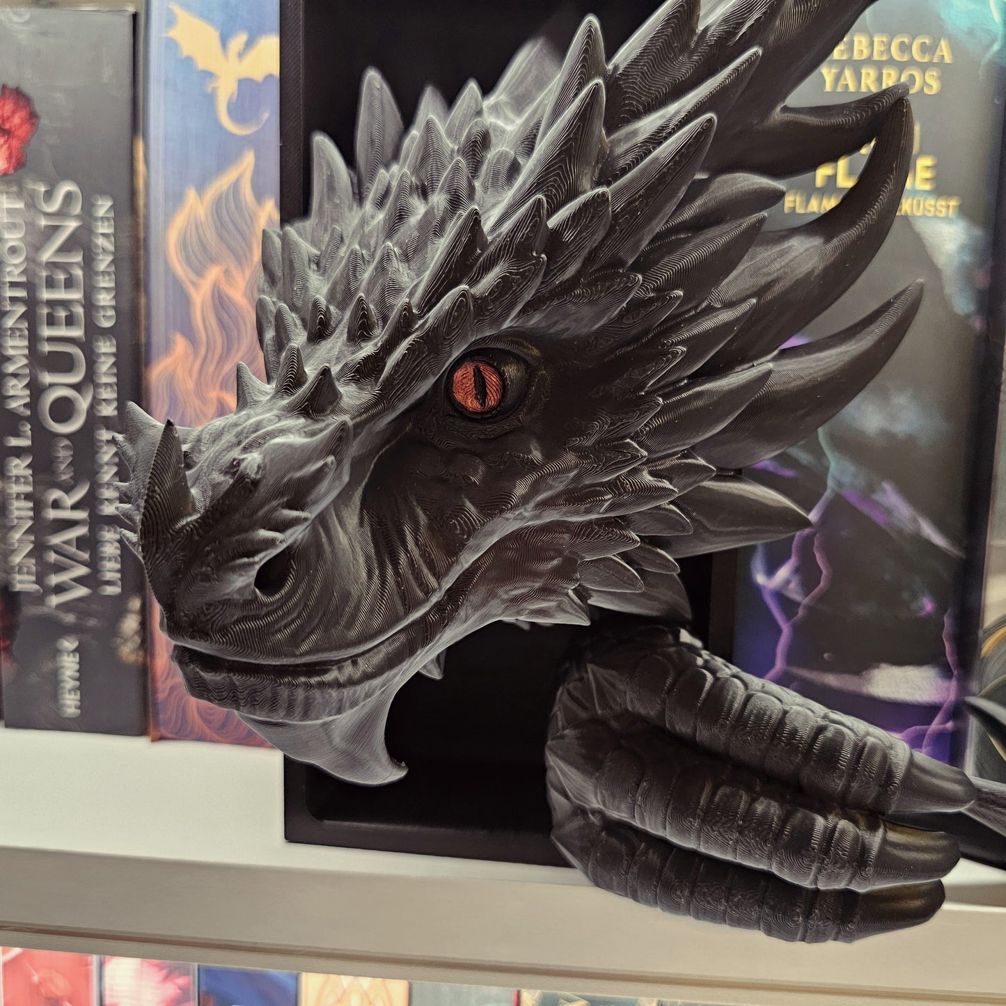 Book Nook XXL Cooking Guardian Dragon Black Set/Single | 3D Print | Bookend | Bookshelf Decoration