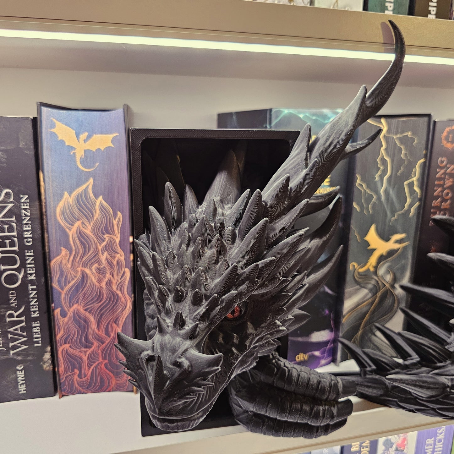 Book Nook XXL Cooking Guardian Dragon Black Set/Single | 3D Print | Bookend | Bookshelf Decoration