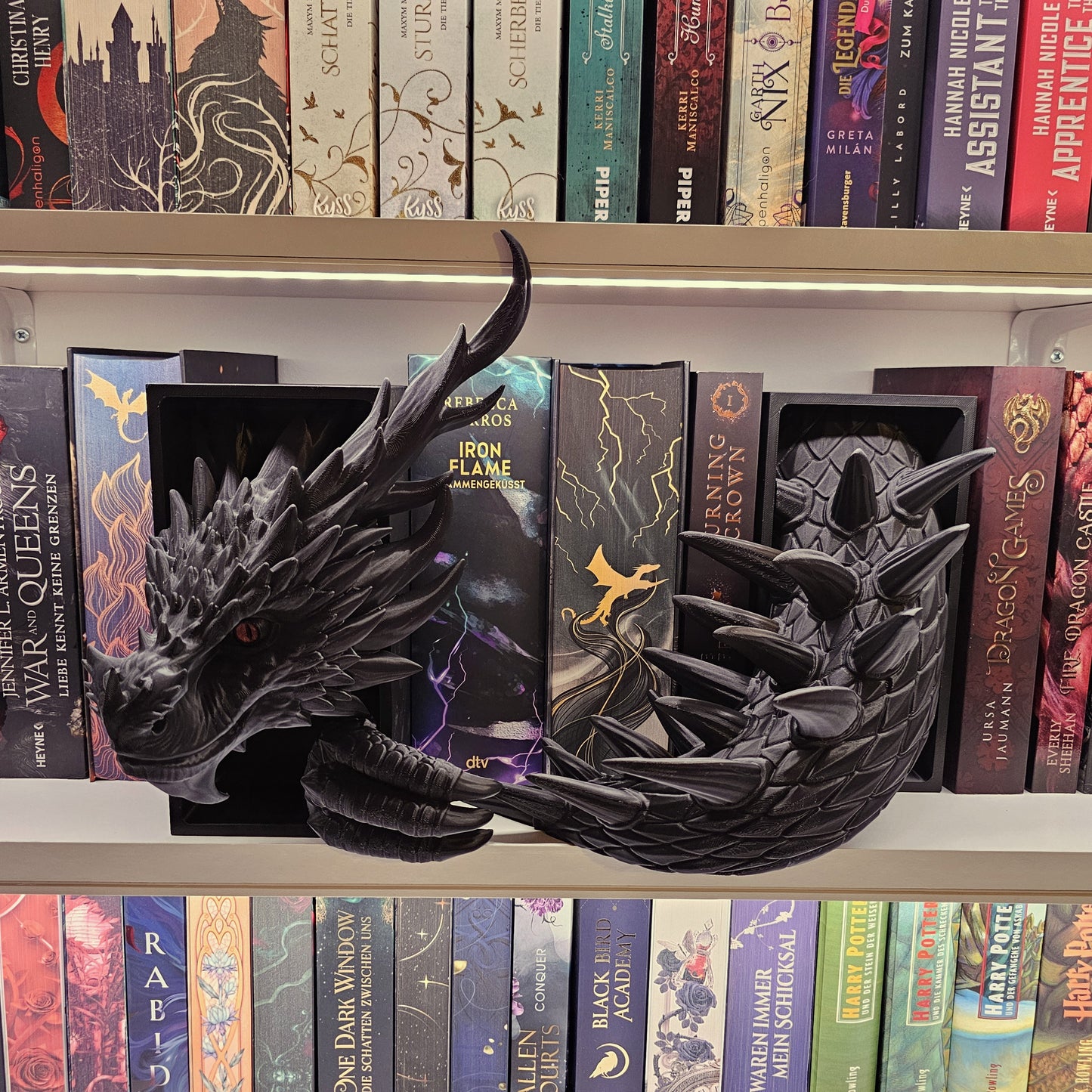Book Nook XXL Cooking Guardian Dragon Black Set/Single | 3D Print | Bookend | Bookshelf Decoration