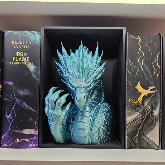 Book Nook Frostdrache Eisblau glänzend | 3D Druck | Buchstütze | Dekoration Bücherregal