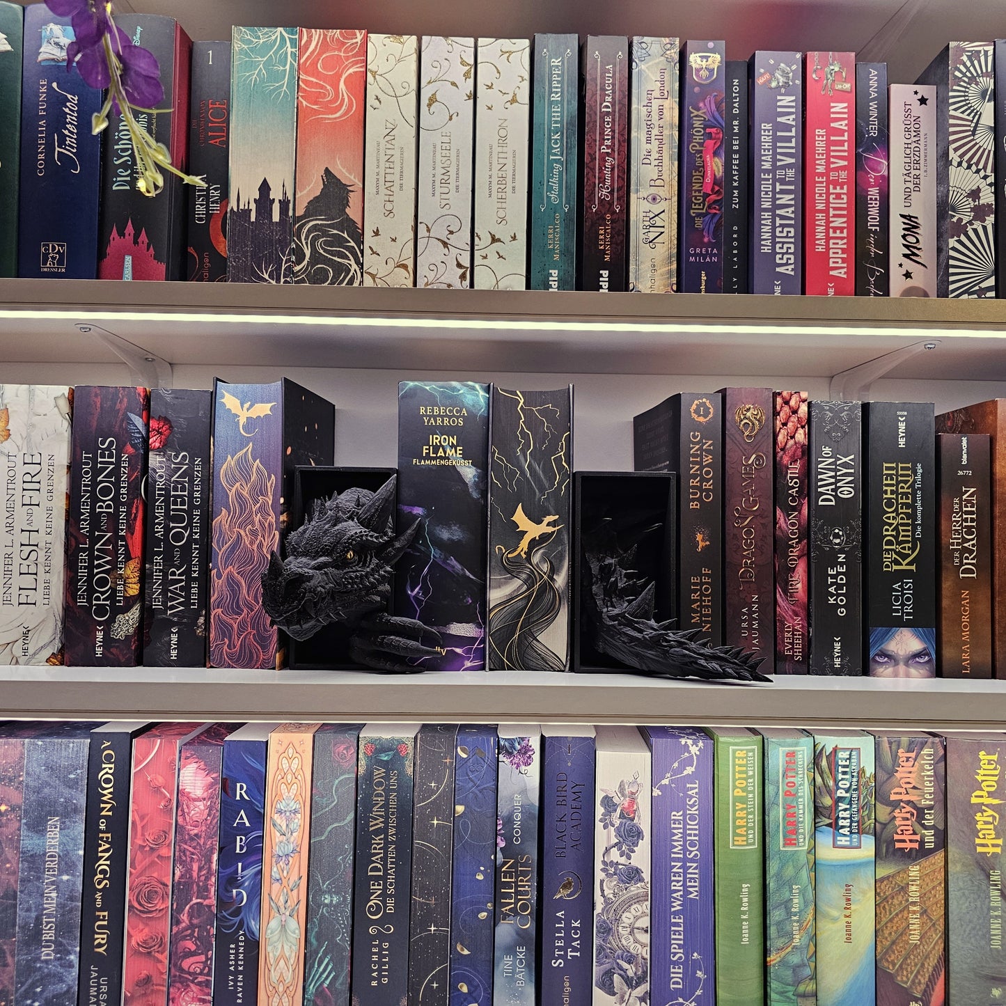 Book Nook Set Drache Schwarz Klein | 3D Druck | Buchstütze | Dekoration Bücherregal