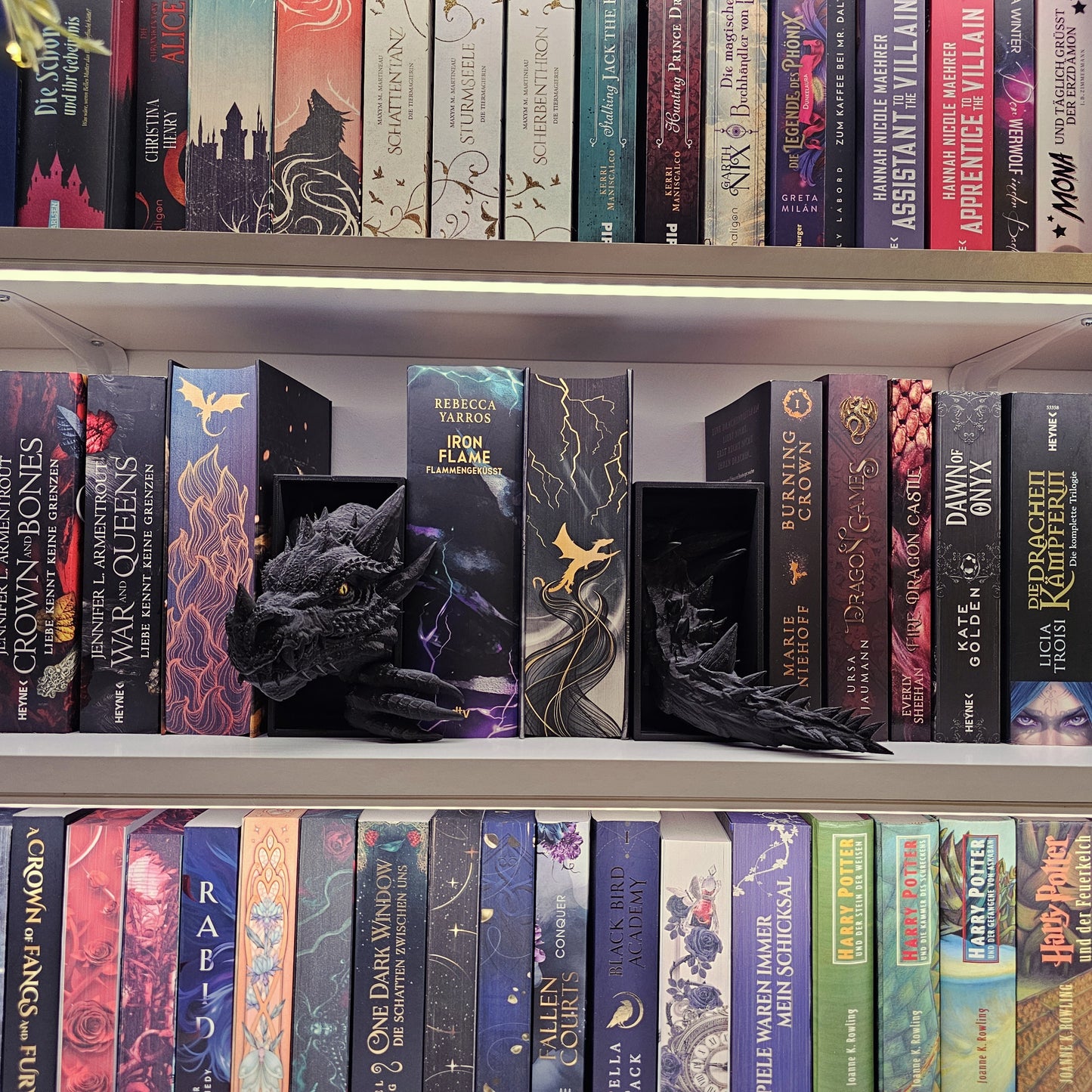 Book Nook Set Drache Schwarz Klein | 3D Druck | Buchstütze | Dekoration Bücherregal