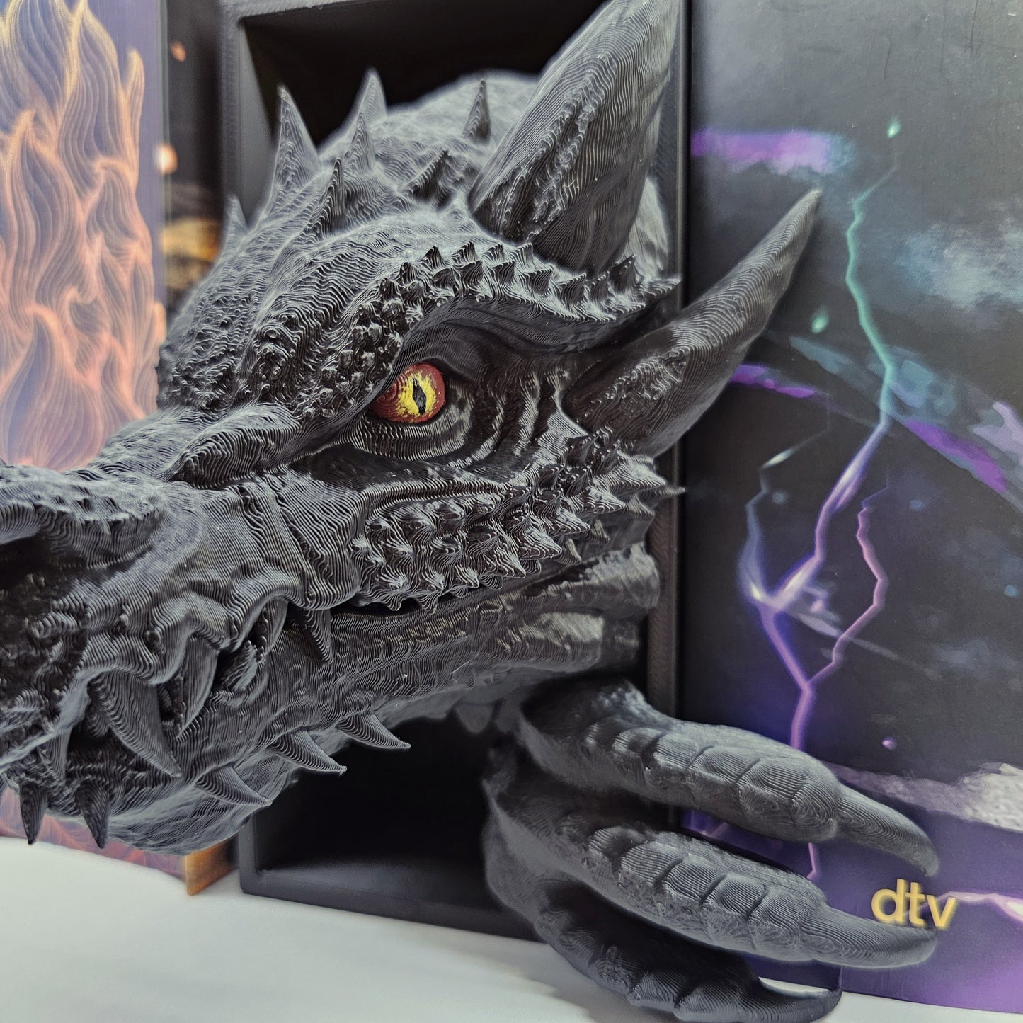 Book Nook Set Drache Schwarz Klein | 3D Druck | Buchstütze | Dekoration Bücherregal