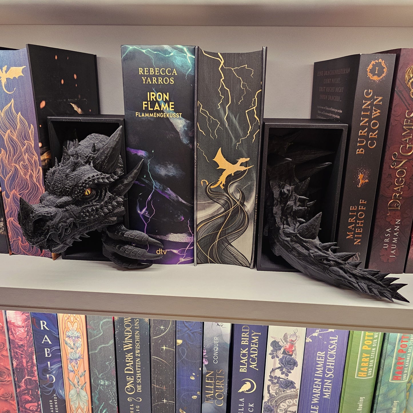 Book Nook Set Drache Schwarz Klein | 3D Druck | Buchstütze | Dekoration Bücherregal