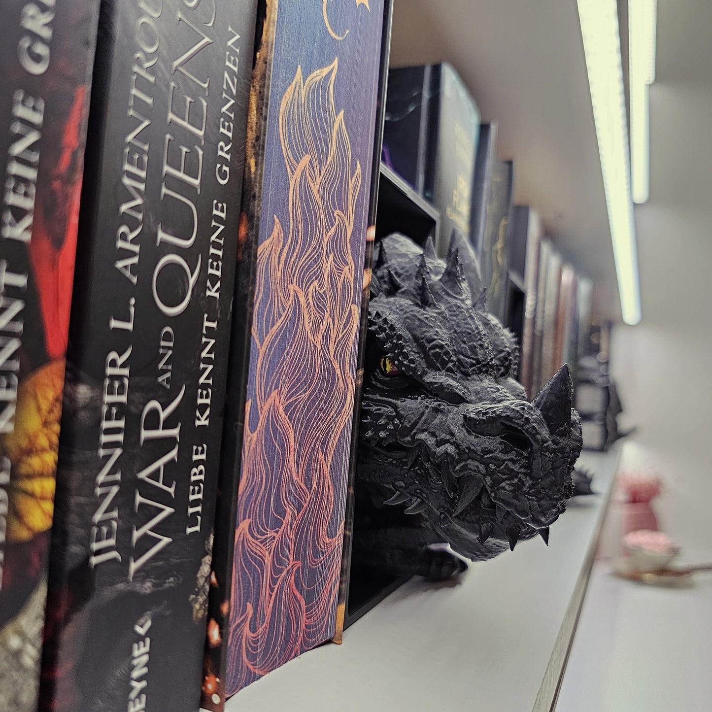 Book Nook Set Drache Schwarz Klein | 3D Druck | Buchstütze | Dekoration Bücherregal