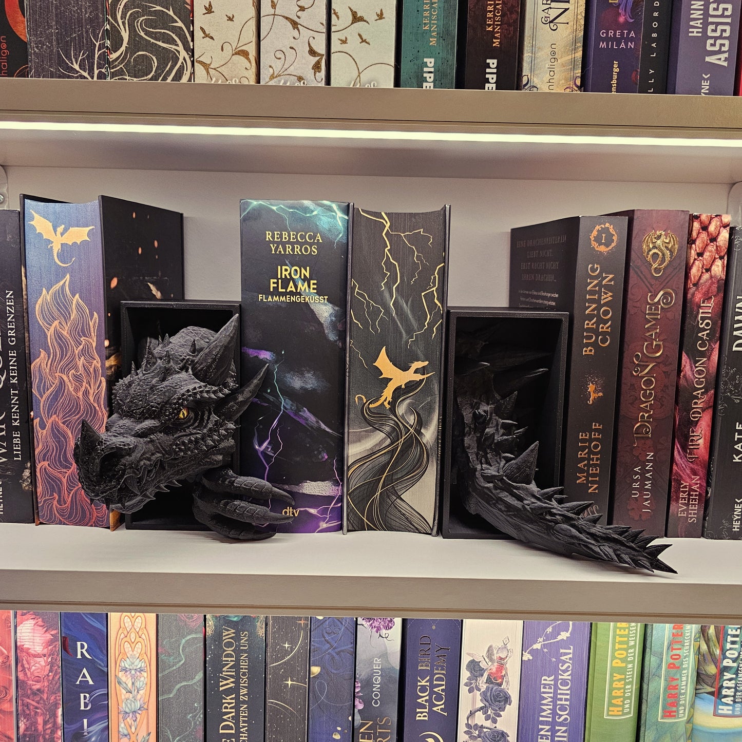 Book Nook Set Drache Schwarz Klein | 3D Druck | Buchstütze | Dekoration Bücherregal