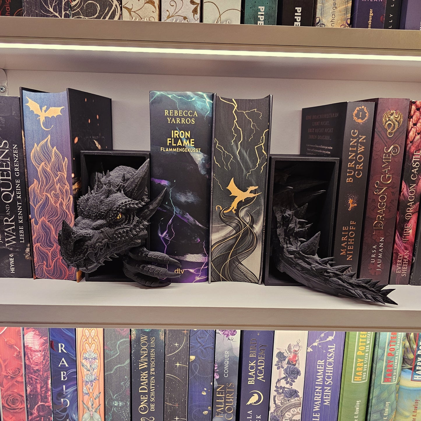 Book Nook Set Drache Schwarz Klein | 3D Druck | Buchstütze | Dekoration Bücherregal
