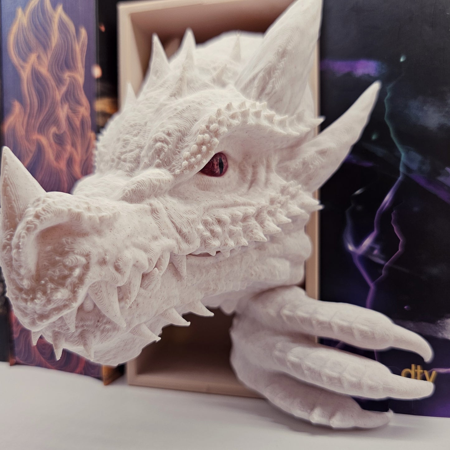 Book Nook Set Dragon Marble Small | 3D Print | Bookend | Bookshelf Decoration