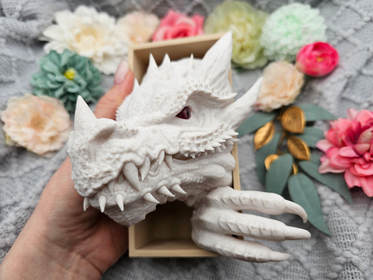 Book Nook Set Dragon Marble Small | 3D Print | Bookend | Bookshelf Decoration
