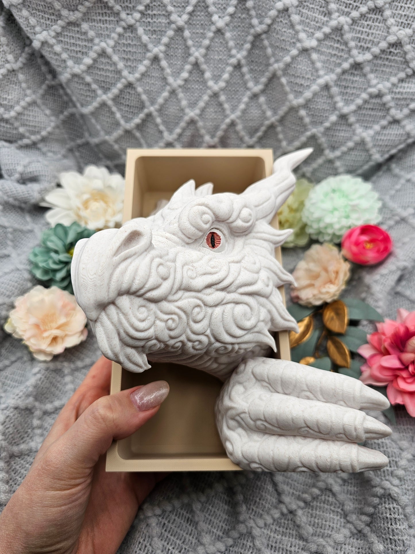 Book Nook Cloud Dragon Marble Set/Single | 3D Print | Bookend | Bookshelf Decoration