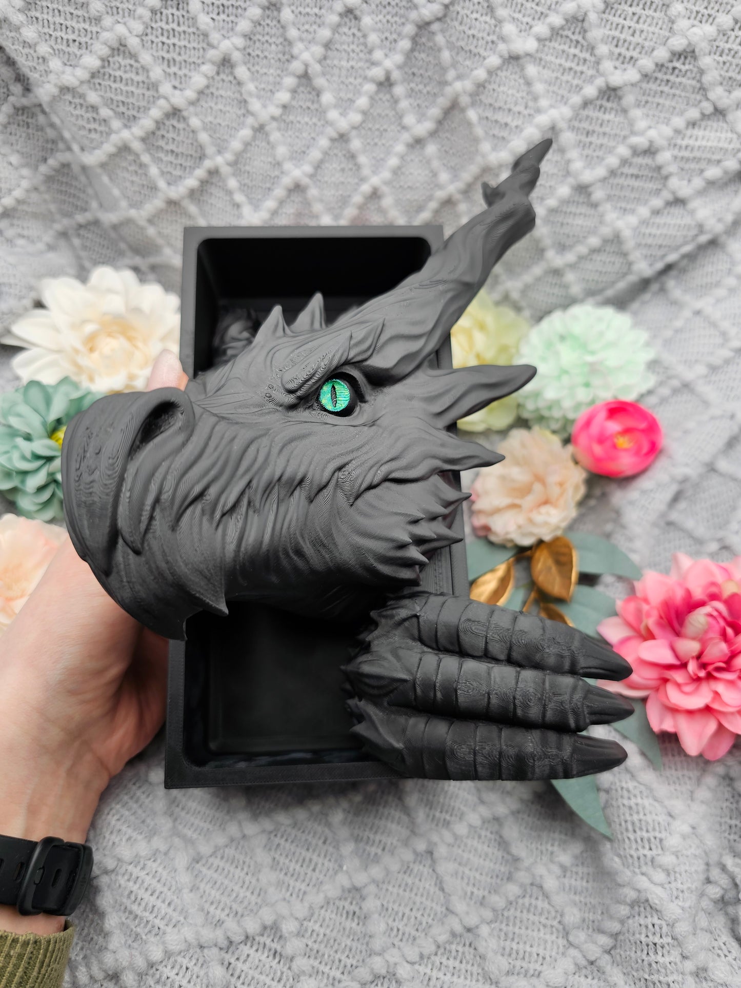 Book Nook Schattendrache Schwarz Set/Einzeln | 3D Druck | Buchstütze | Dekoration Bücherregal