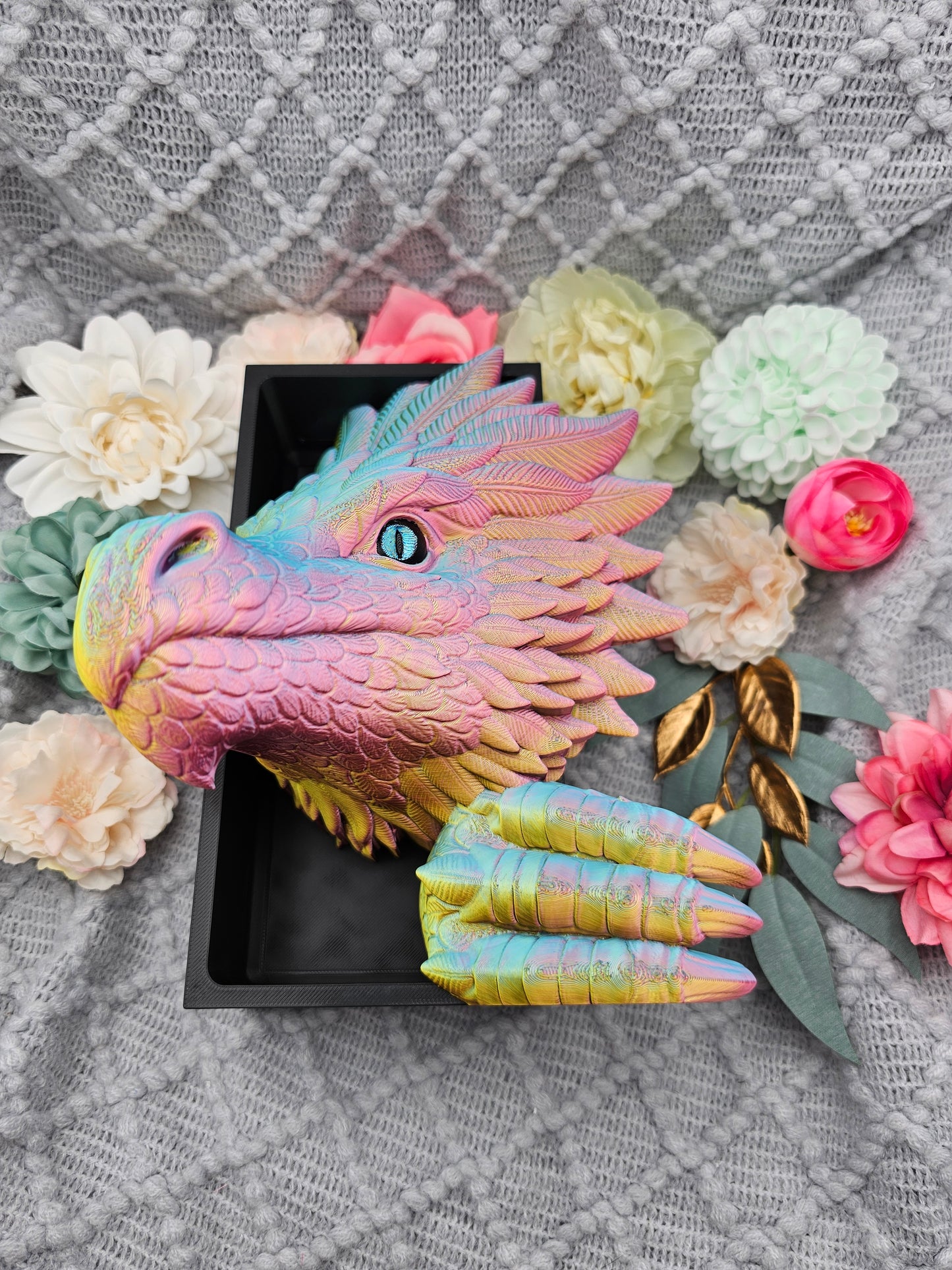Book Nook Wind Dragon Multicolor glossy Set/Single | 3D Print | Bookend | Bookshelf Decoration
