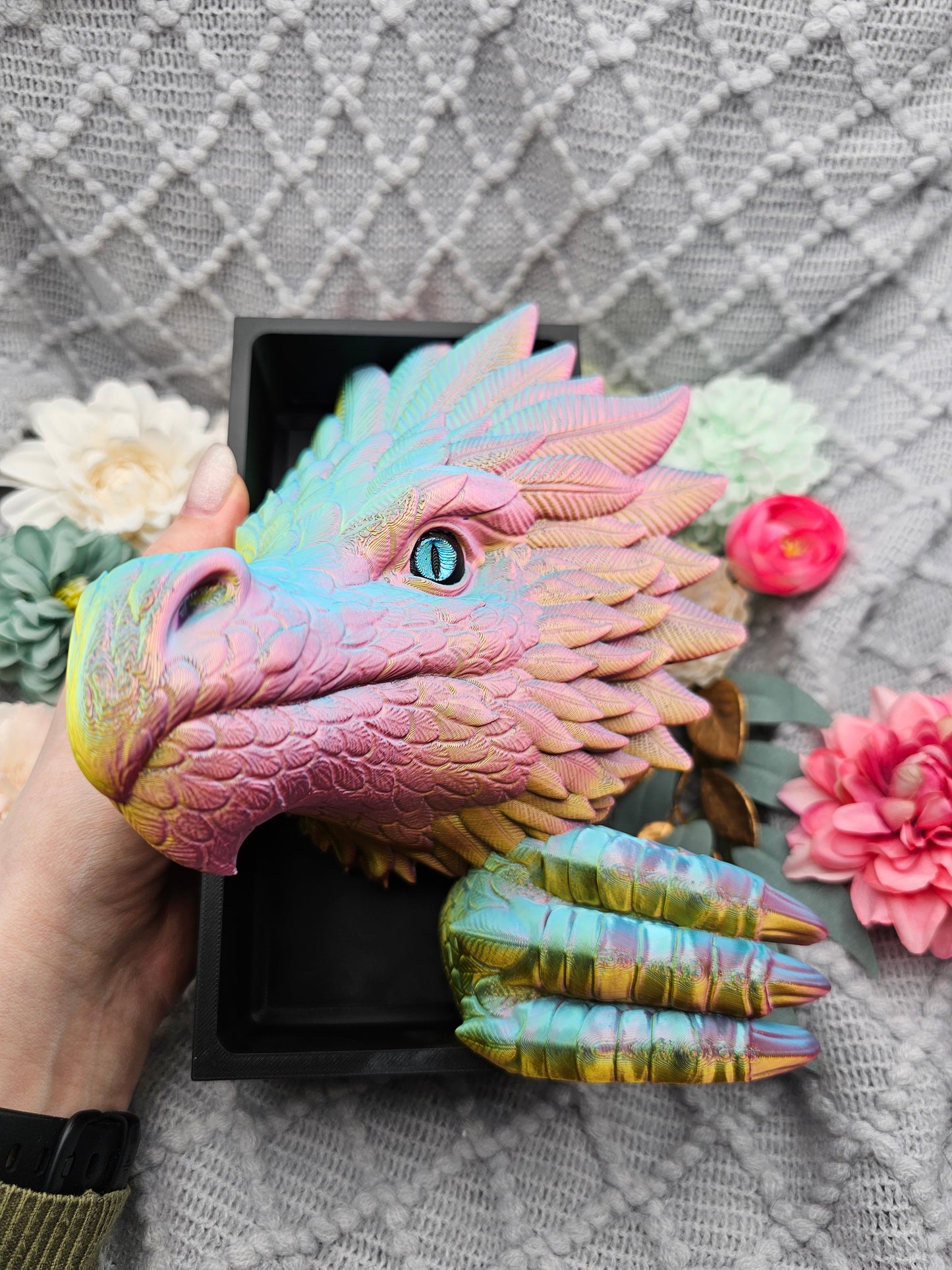 Book Nook Wind Dragon Multicolor glossy Set/Single | 3D Print | Bookend | Bookshelf Decoration