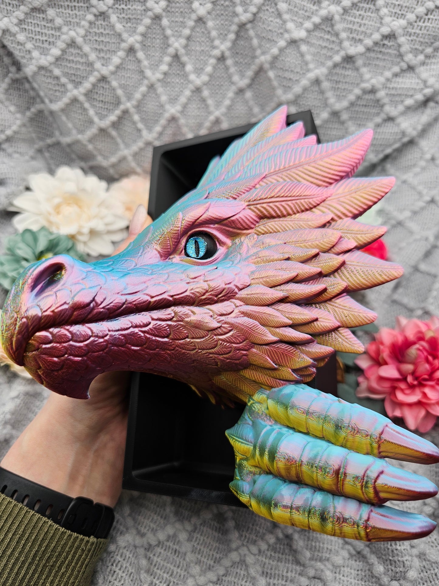 Book Nook Wind Dragon Multicolor glossy Set/Single | 3D Print | Bookend | Bookshelf Decoration