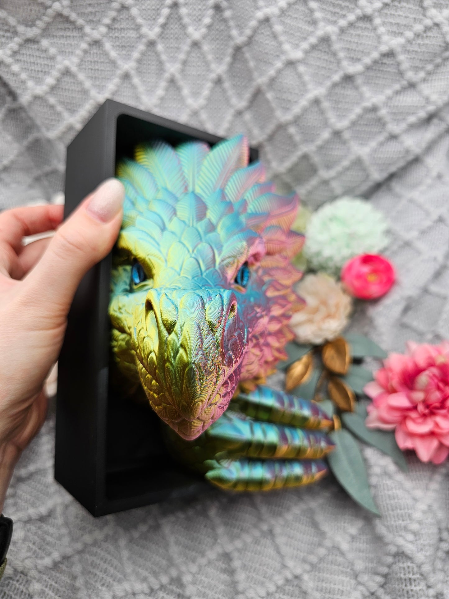Book Nook Wind Dragon Multicolor glossy Set/Single | 3D Print | Bookend | Bookshelf Decoration