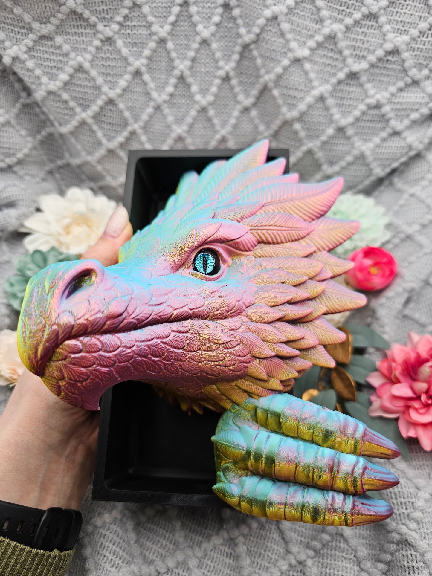 Book Nook Wind Dragon Multicolor glossy Set/Single | 3D Print | Bookend | Bookshelf Decoration