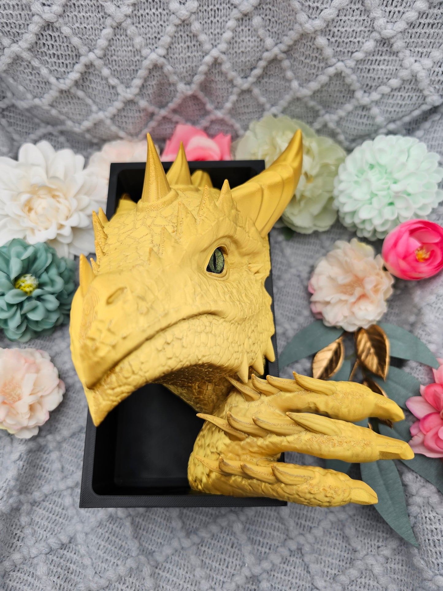 Book Nook Sun Dragon Gold Shimmer Set/Single | 3D Print | Bookend | Bookshelf Decoration
