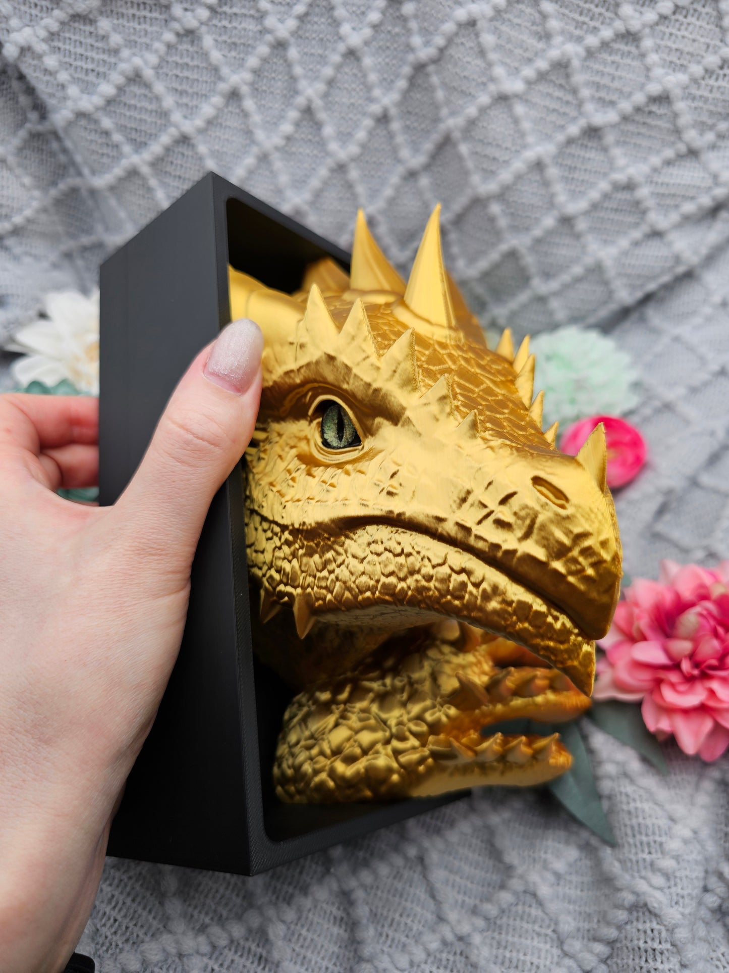 Book Nook Sun Dragon Gold Shimmer Set/Single | 3D Print | Bookend | Bookshelf Decoration