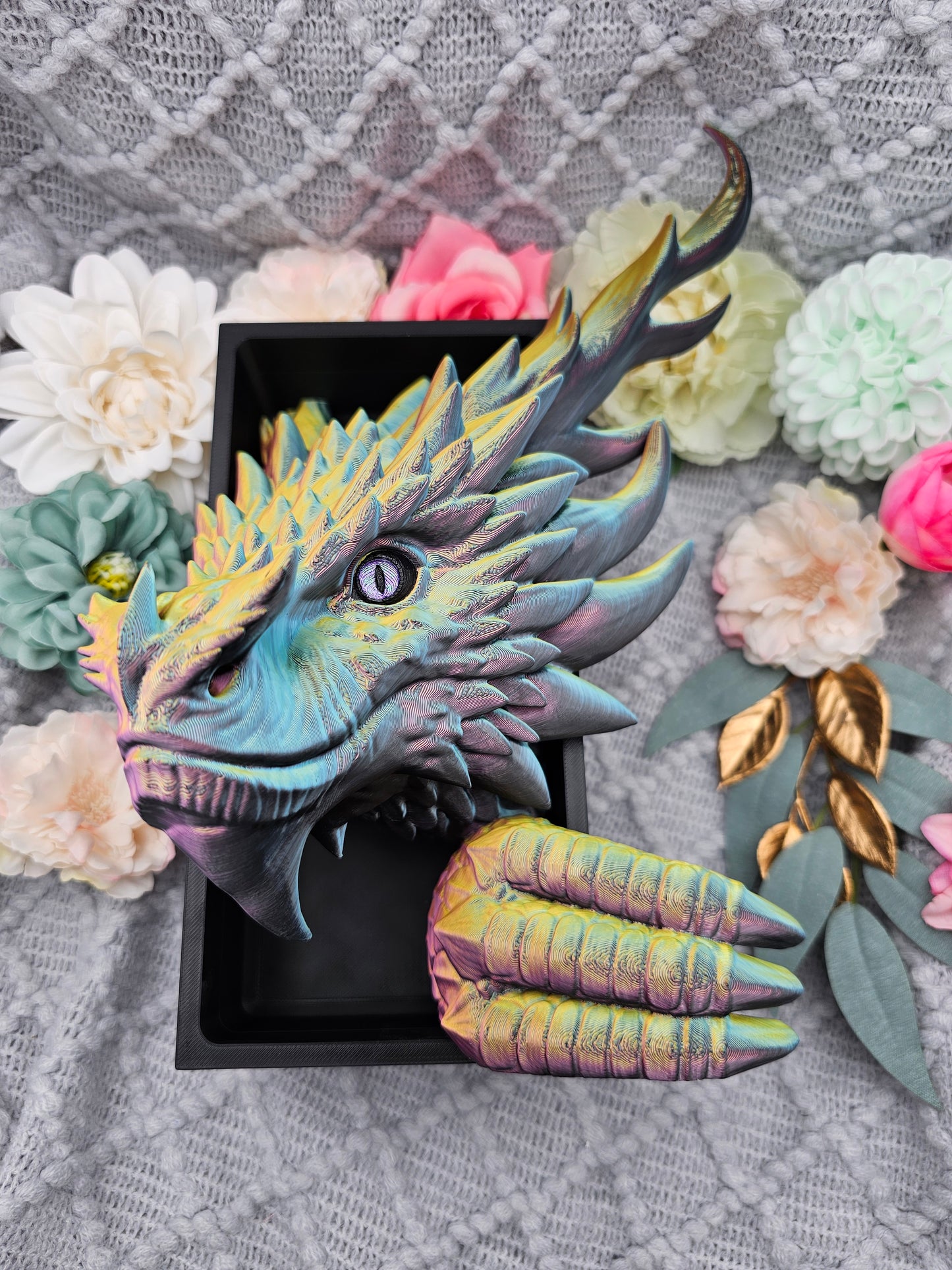 Book Nook XXL Kochenwächterdrache Multicolor glossy Set/Single | 3D Print | Bookend | Bookshelf Decoration