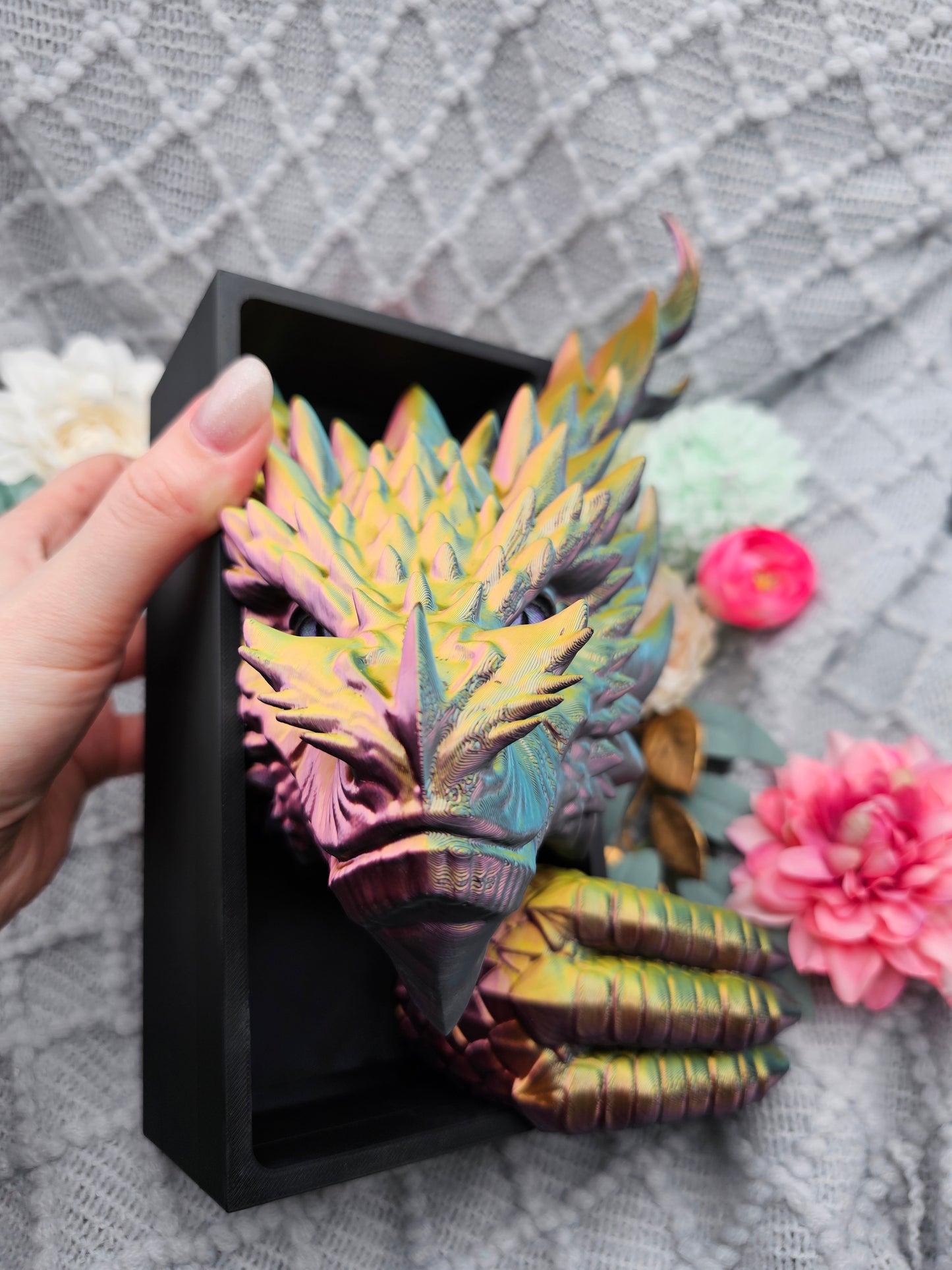 Book Nook XXL Kochenwächterdrache Multicolor glossy Set/Single | 3D Print | Bookend | Bookshelf Decoration