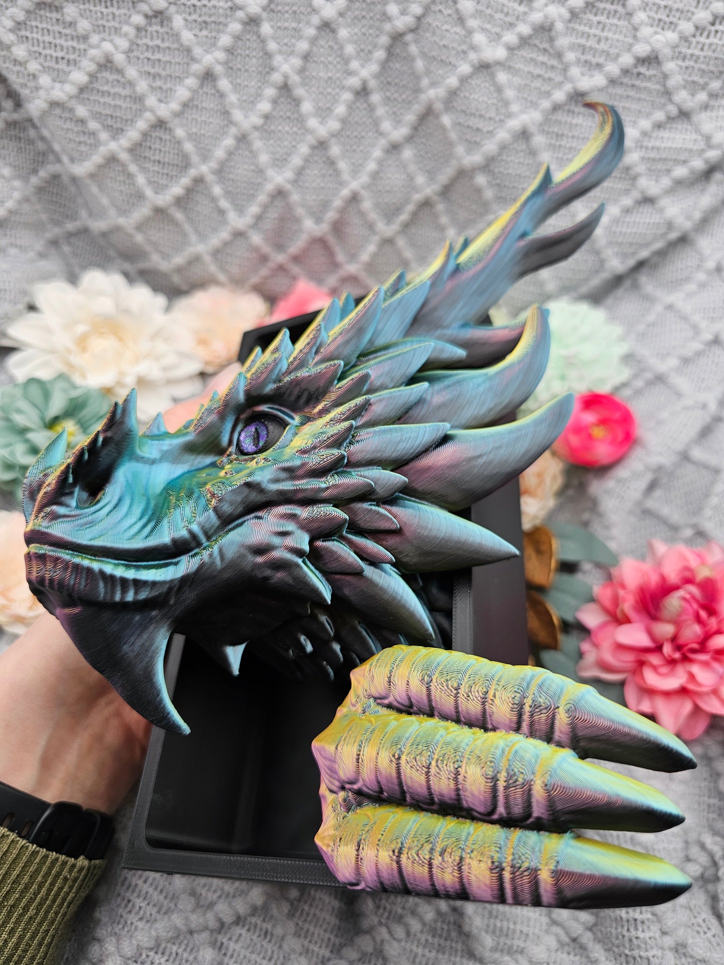 Book Nook XXL Kochenwächterdrache Multicolor glossy Set/Single | 3D Print | Bookend | Bookshelf Decoration
