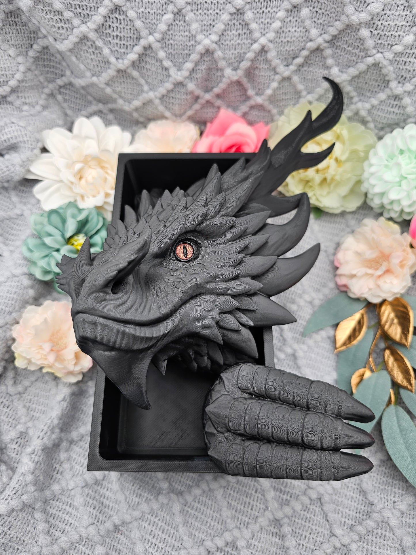Book Nook XXL Cooking Guardian Dragon Black Set/Single | 3D Print | Bookend | Bookshelf Decoration