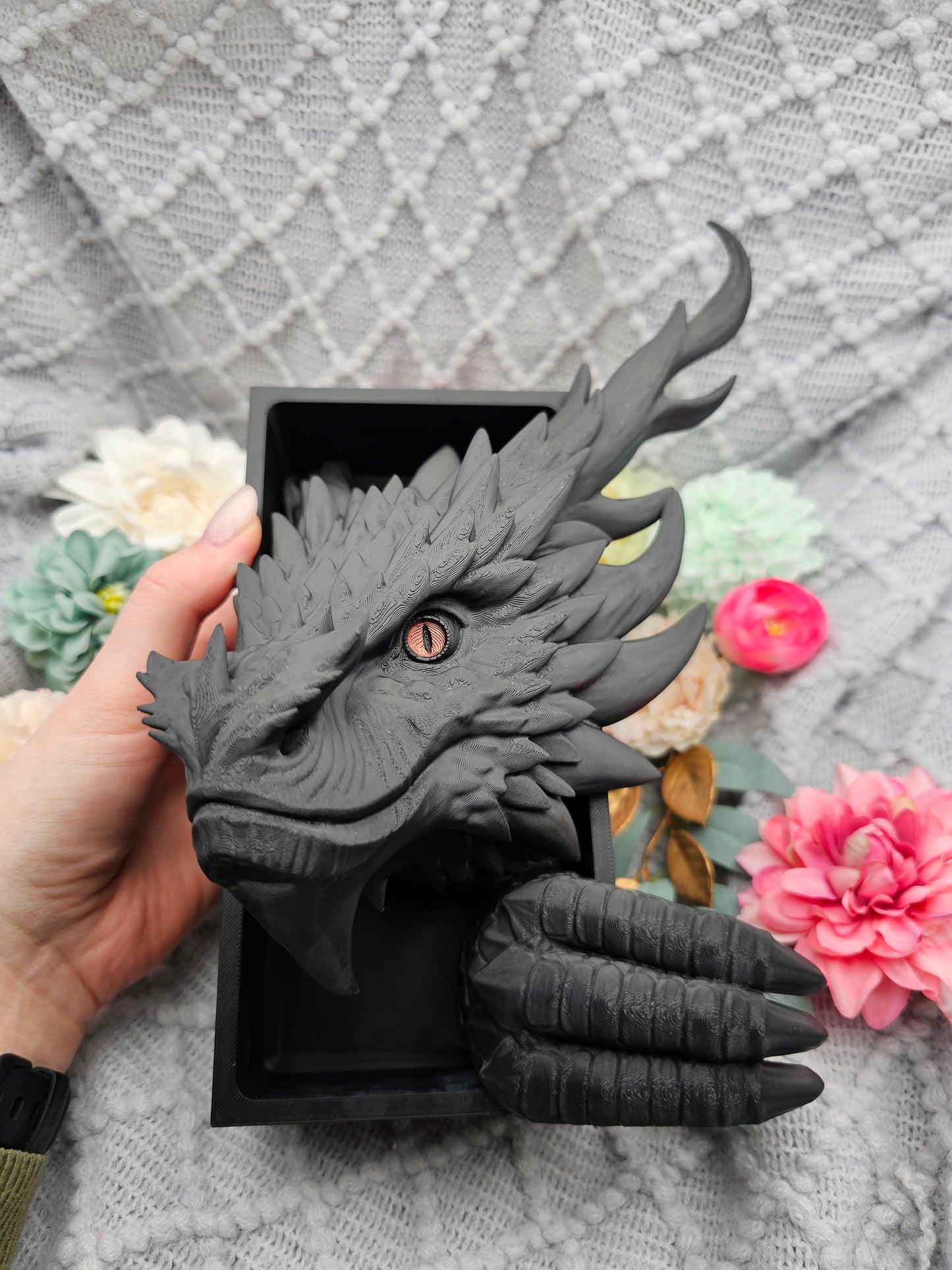 Book Nook XXL Cooking Guardian Dragon Black Set/Single | 3D Print | Bookend | Bookshelf Decoration