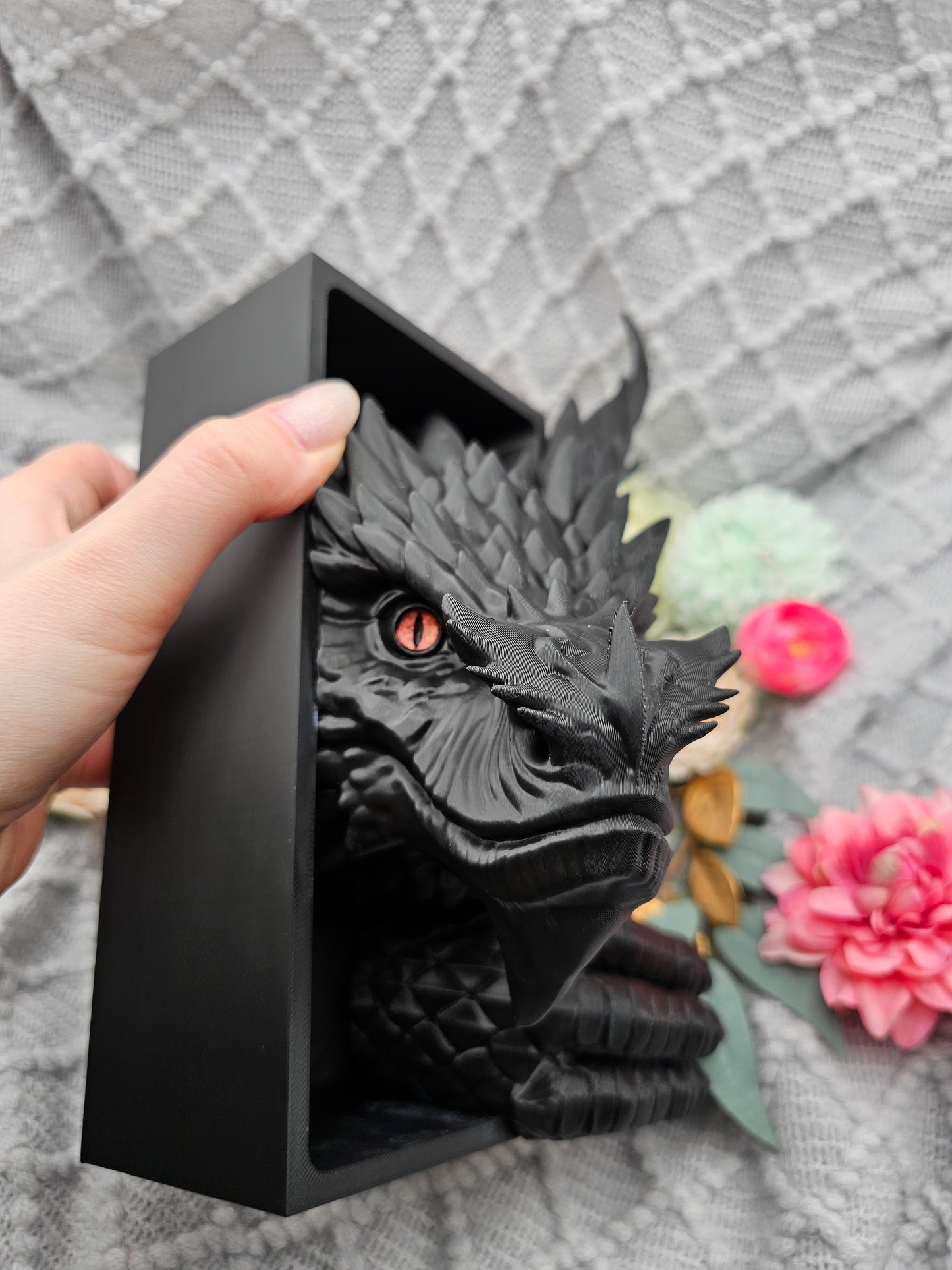 Book Nook XXL Cooking Guardian Dragon Black Set/Single | 3D Print | Bookend | Bookshelf Decoration
