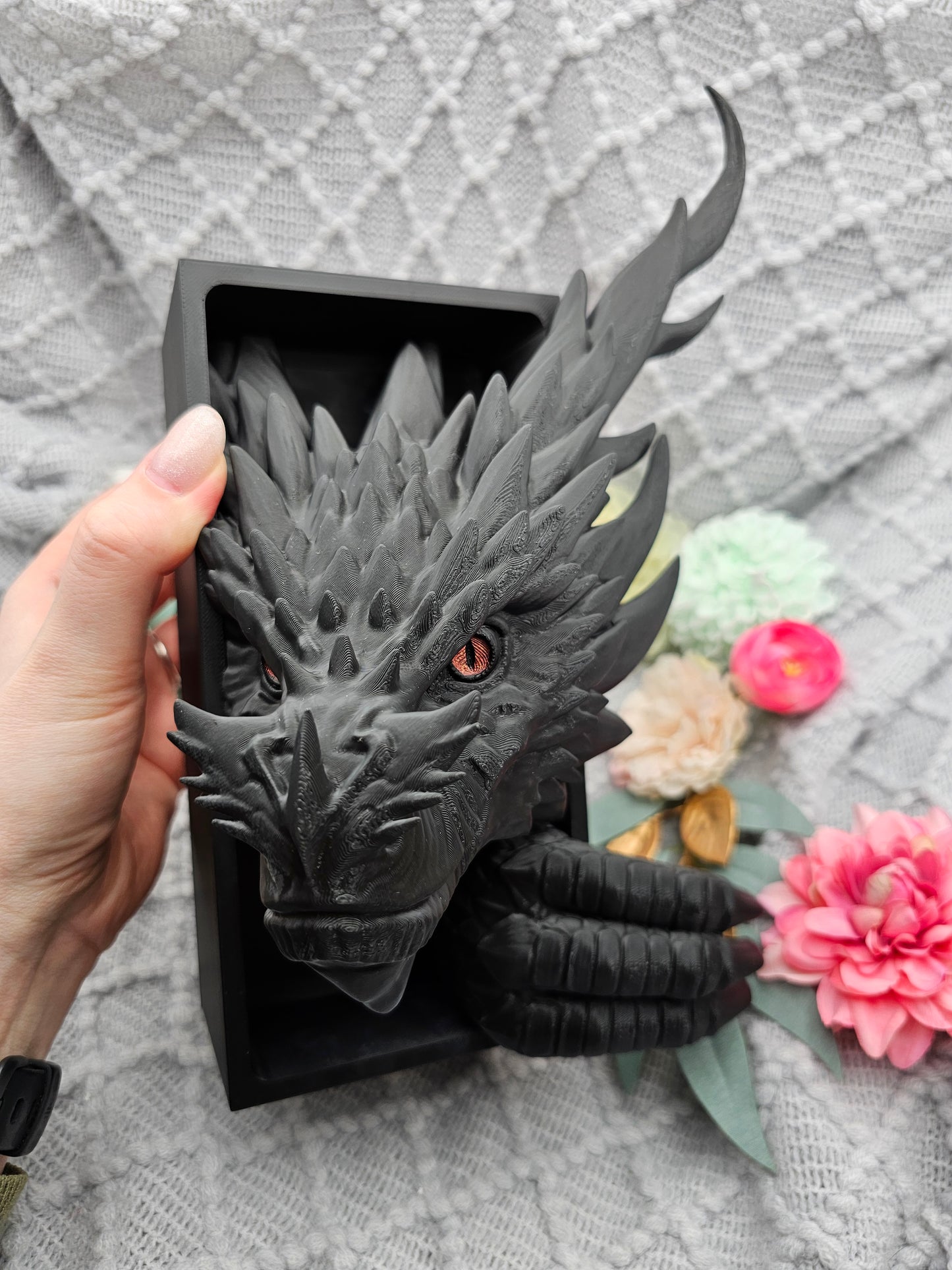 Book Nook XXL Cooking Guardian Dragon Black Set/Single | 3D Print | Bookend | Bookshelf Decoration