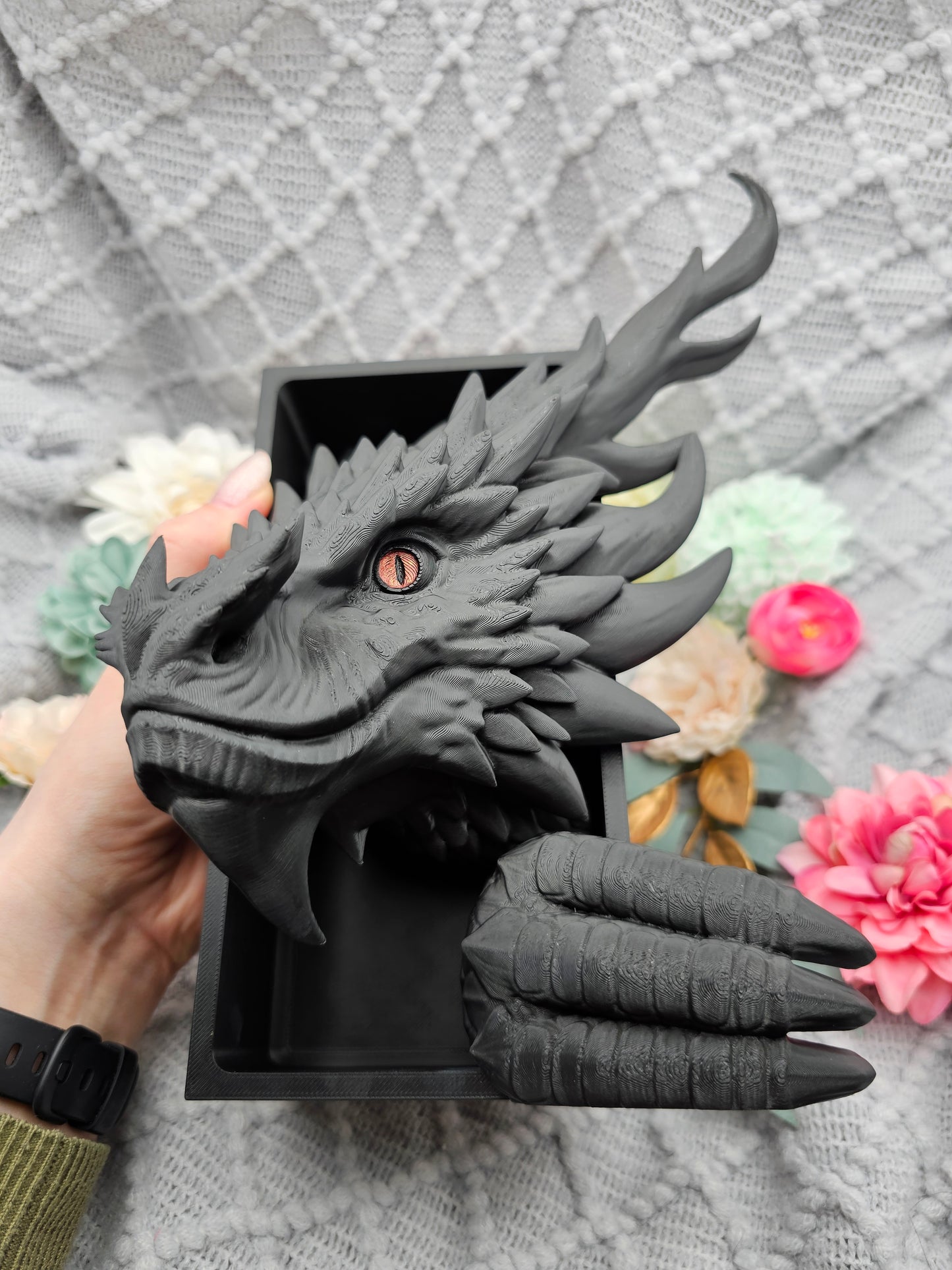 Book Nook XXL Cooking Guardian Dragon Black Set/Single | 3D Print | Bookend | Bookshelf Decoration