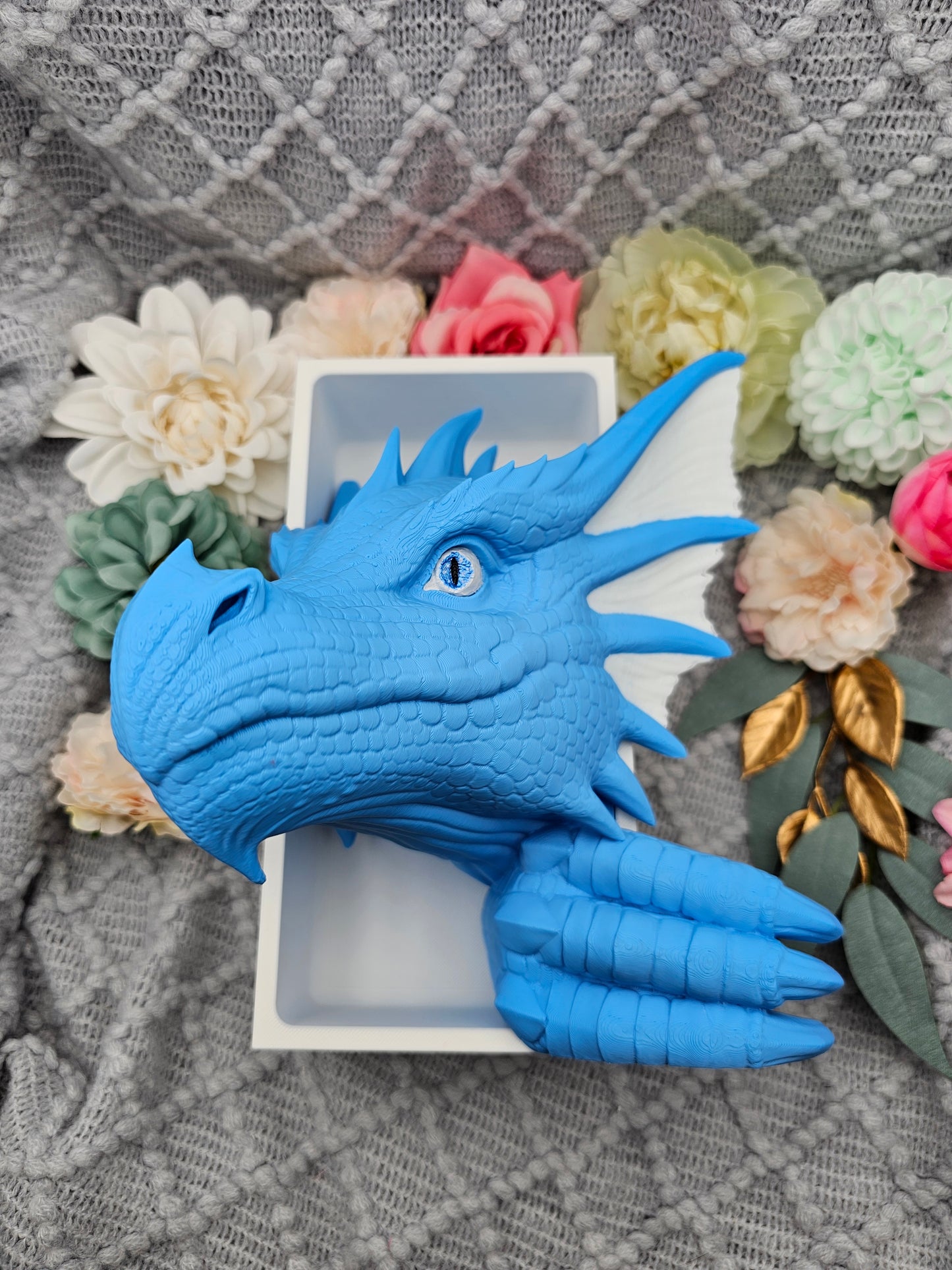 Book Nook Blue/White Sea Dragon Set/Single | 3D Print | Bookend | Bookshelf Decoration
