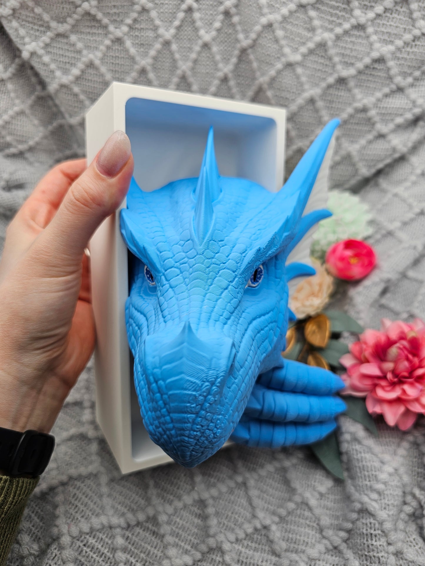 Book Nook Blue/White Sea Dragon Set/Single | 3D Print | Bookend | Bookshelf Decoration