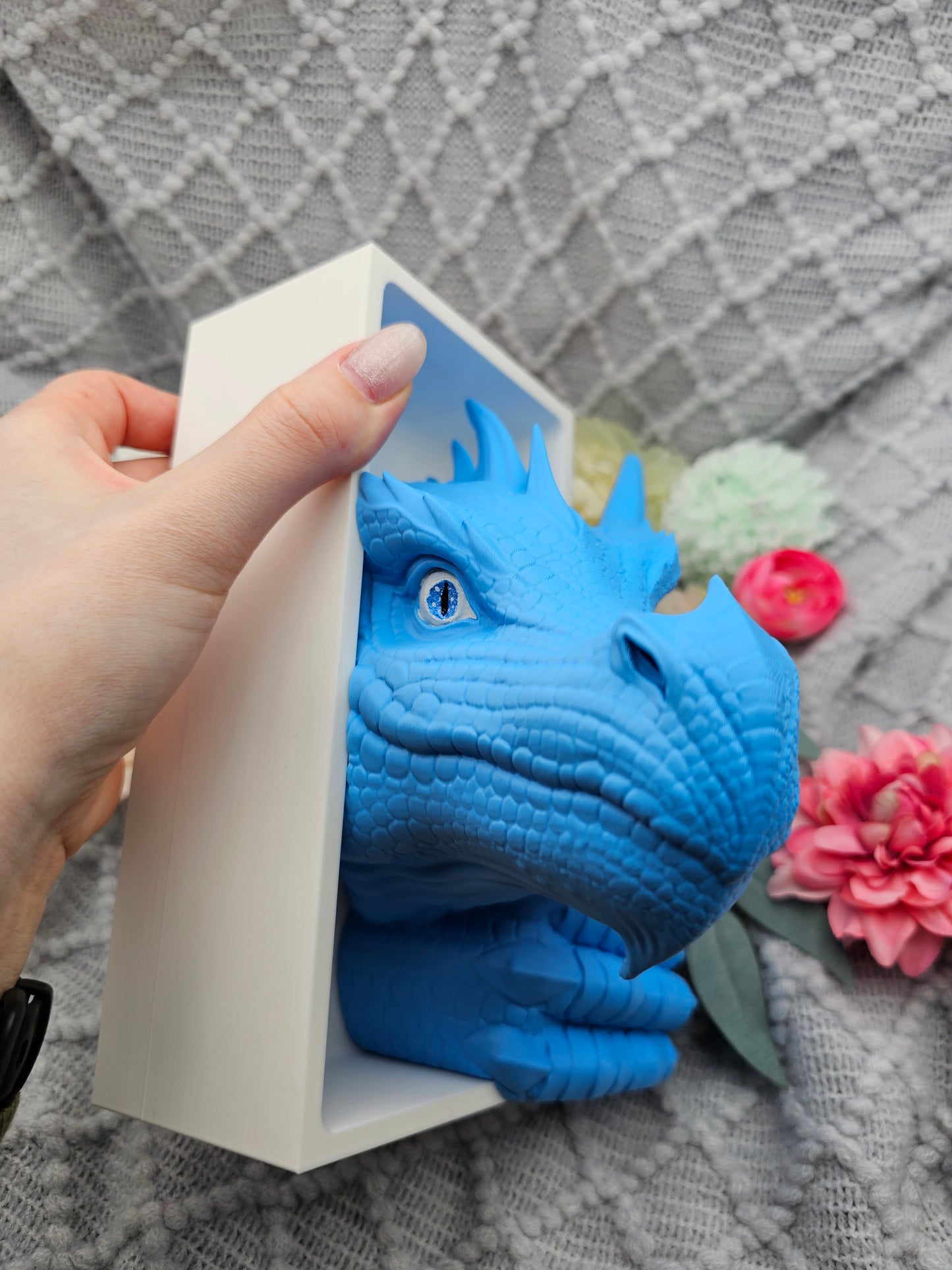 Book Nook Blue/White Sea Dragon Set/Single | 3D Print | Bookend | Bookshelf Decoration