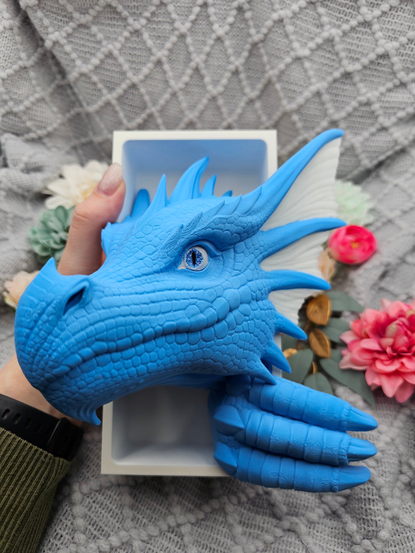 Book Nook Blue/White Sea Dragon Set/Single | 3D Print | Bookend | Bookshelf Decoration