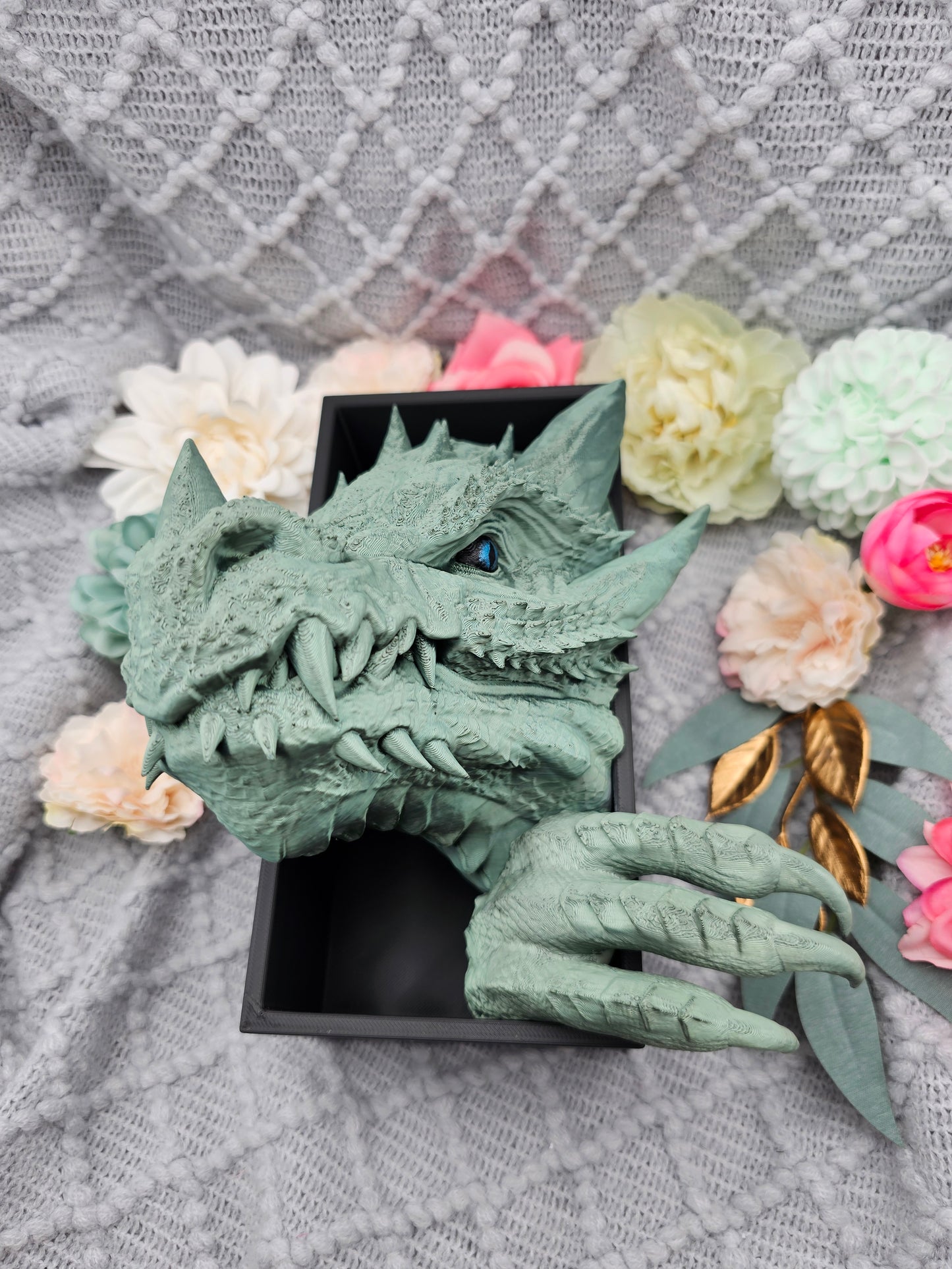 Book Nook Drache Grün Bronze glänzend Set/Einzeln | 3D Druck | Buchstütze | Dekoration Bücherregal