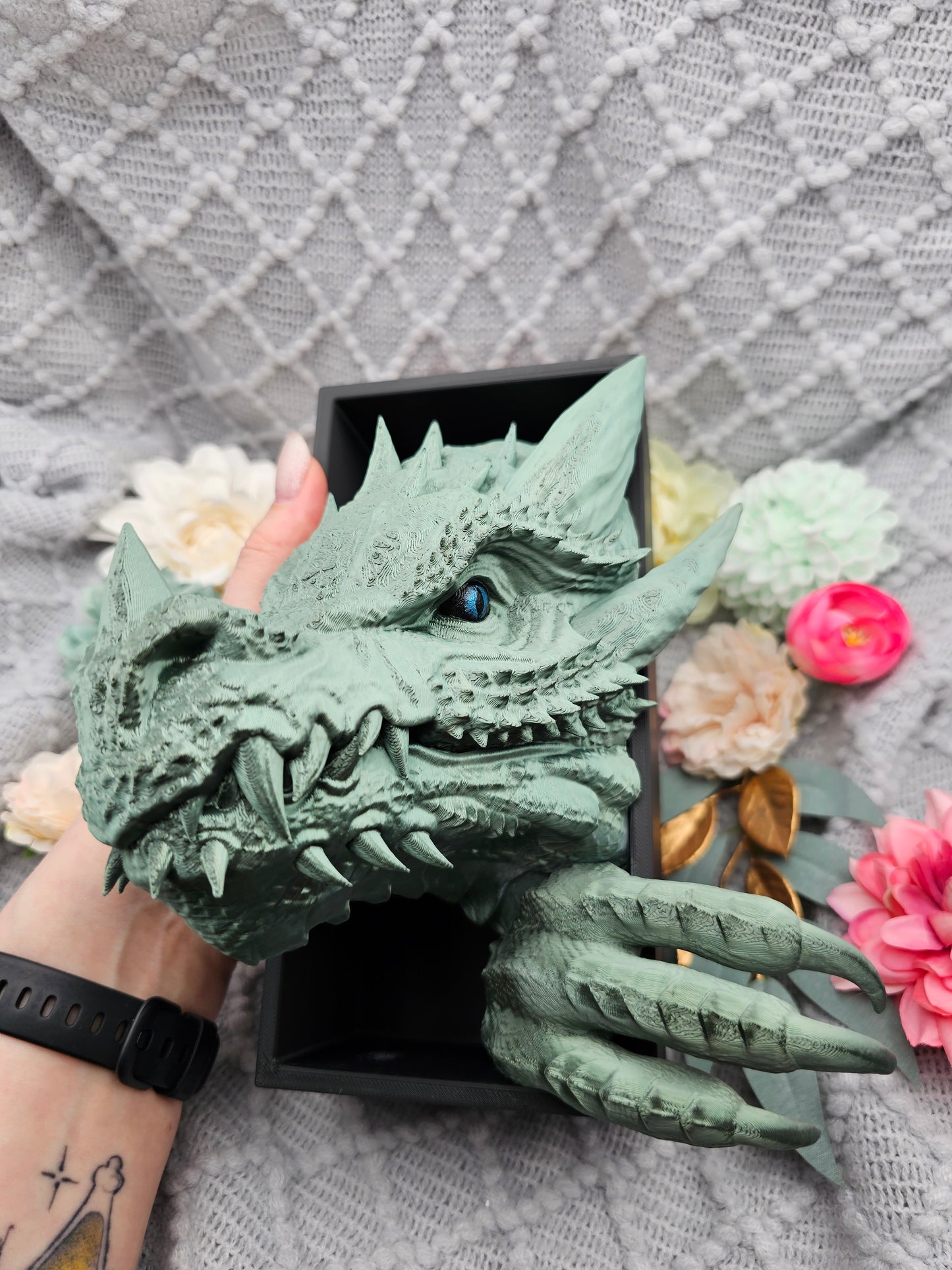 Book Nook Drache Grün Bronze glänzend Set/Einzeln | 3D Druck | Buchstütze | Dekoration Bücherregal