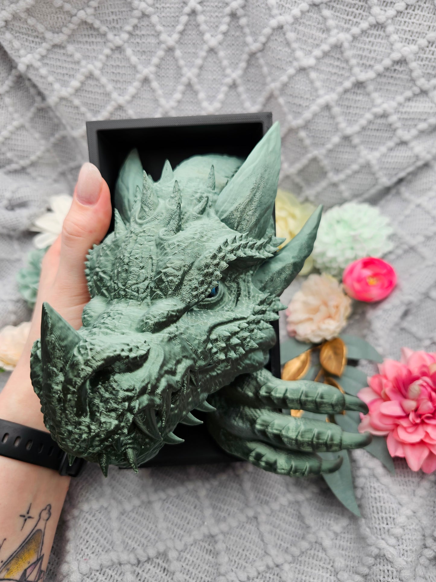 Book Nook Drache Grün Bronze glänzend Set/Einzeln | 3D Druck | Buchstütze | Dekoration Bücherregal