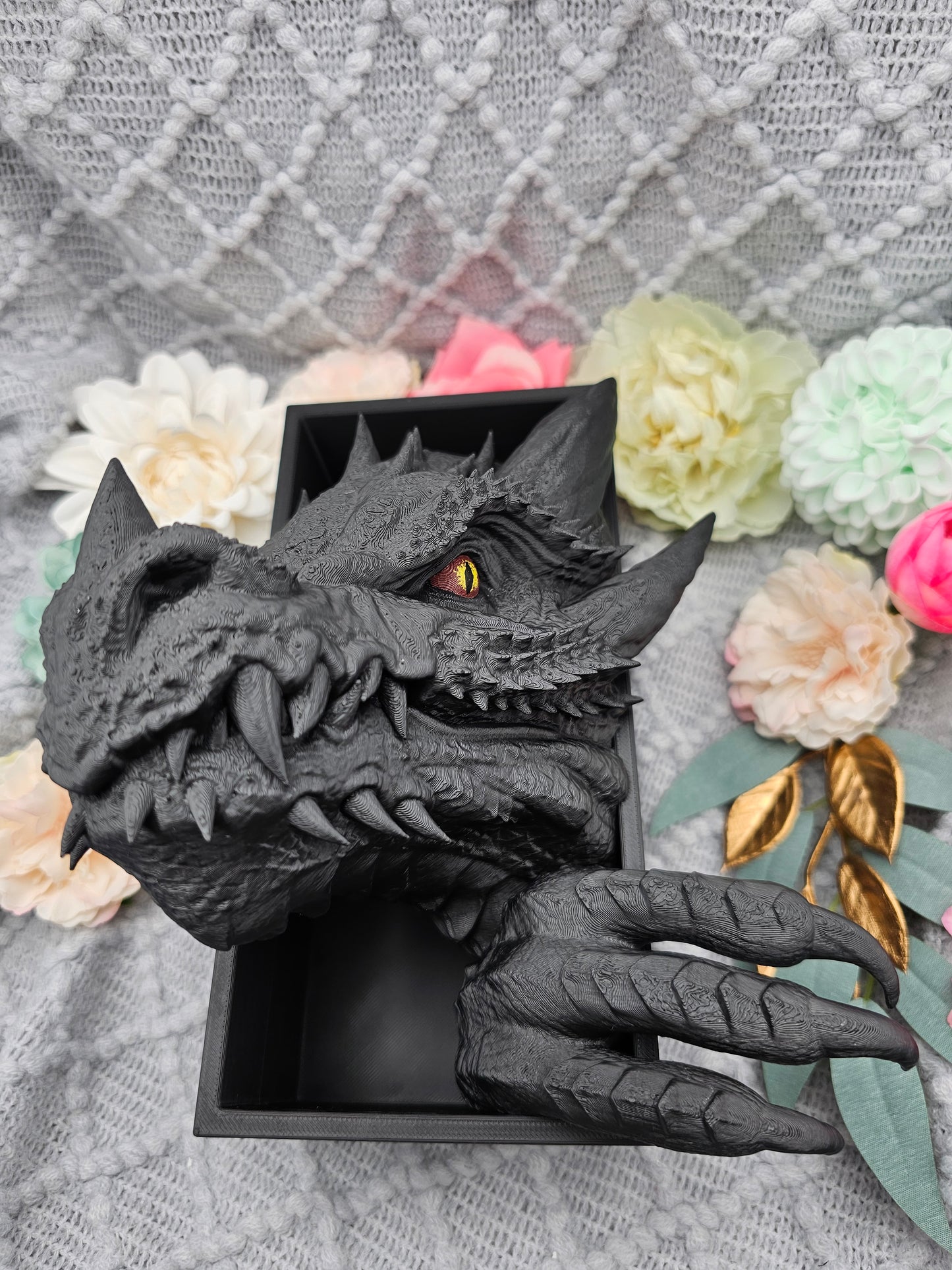 Book Nook Drache Schwarz Set/Einzeln | 3D Druck | Buchstütze | Dekoration Bücherregal