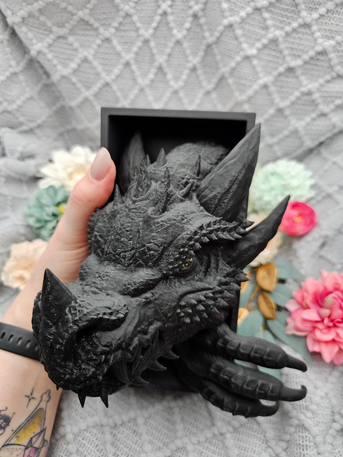 Book Nook Drache Schwarz Set/Einzeln | 3D Druck | Buchstütze | Dekoration Bücherregal