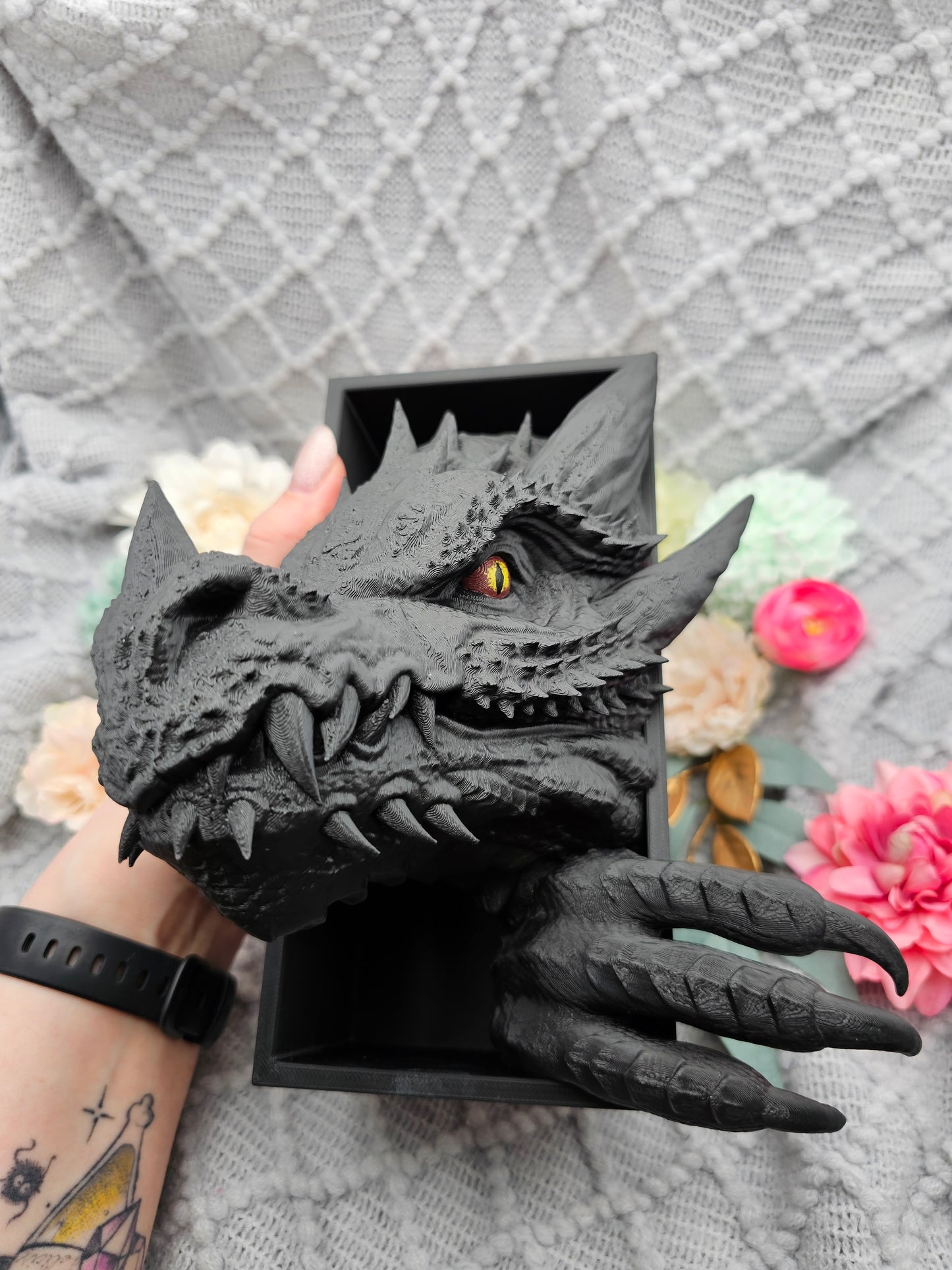 Book Nook Drache Schwarz Set/Einzeln | 3D Druck | Buchstütze | Dekoration Bücherregal