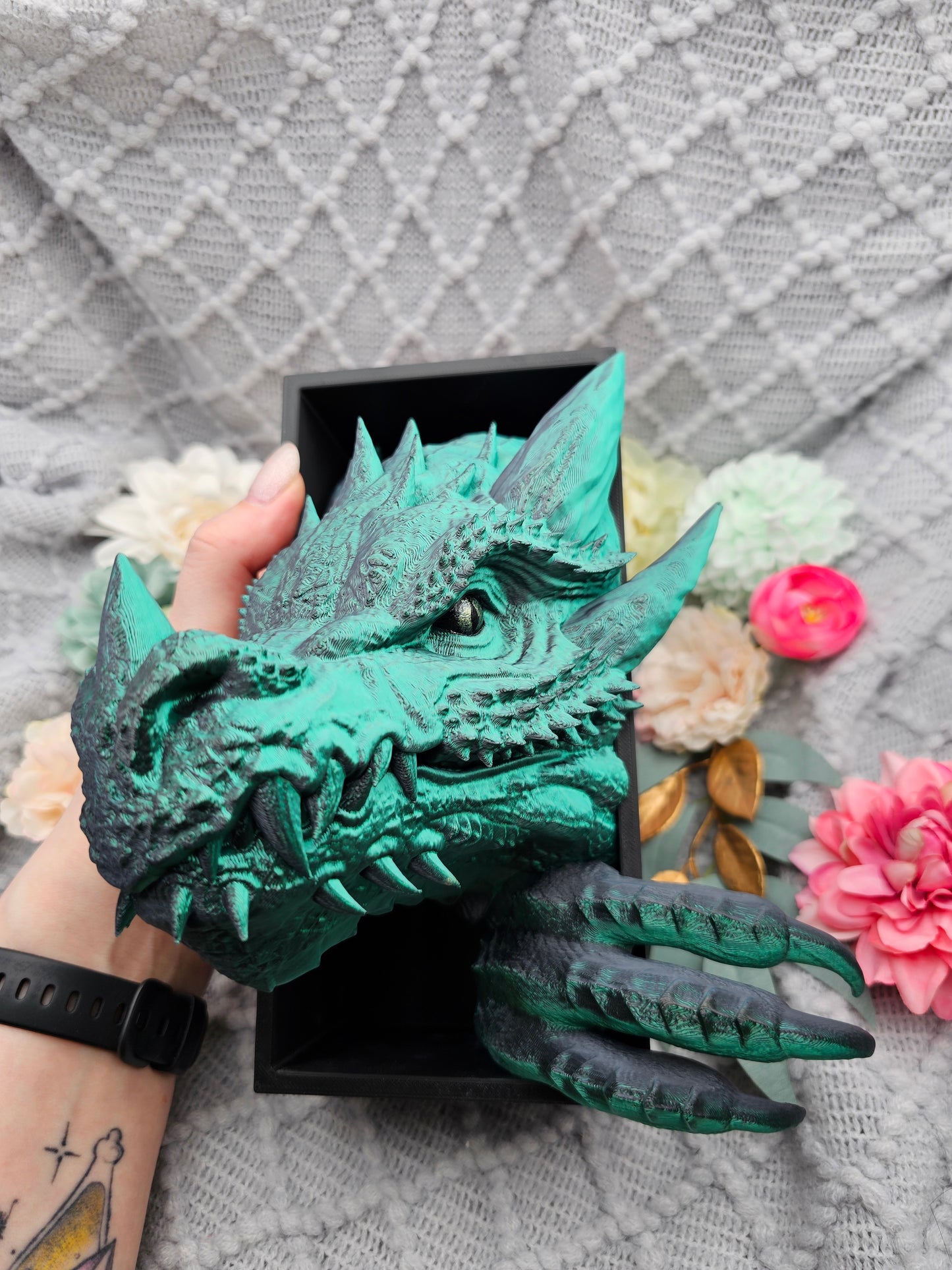 Book Nook Dragon Green/Black glossy Set/Single | 3D Print | Bookend | Bookshelf Decoration